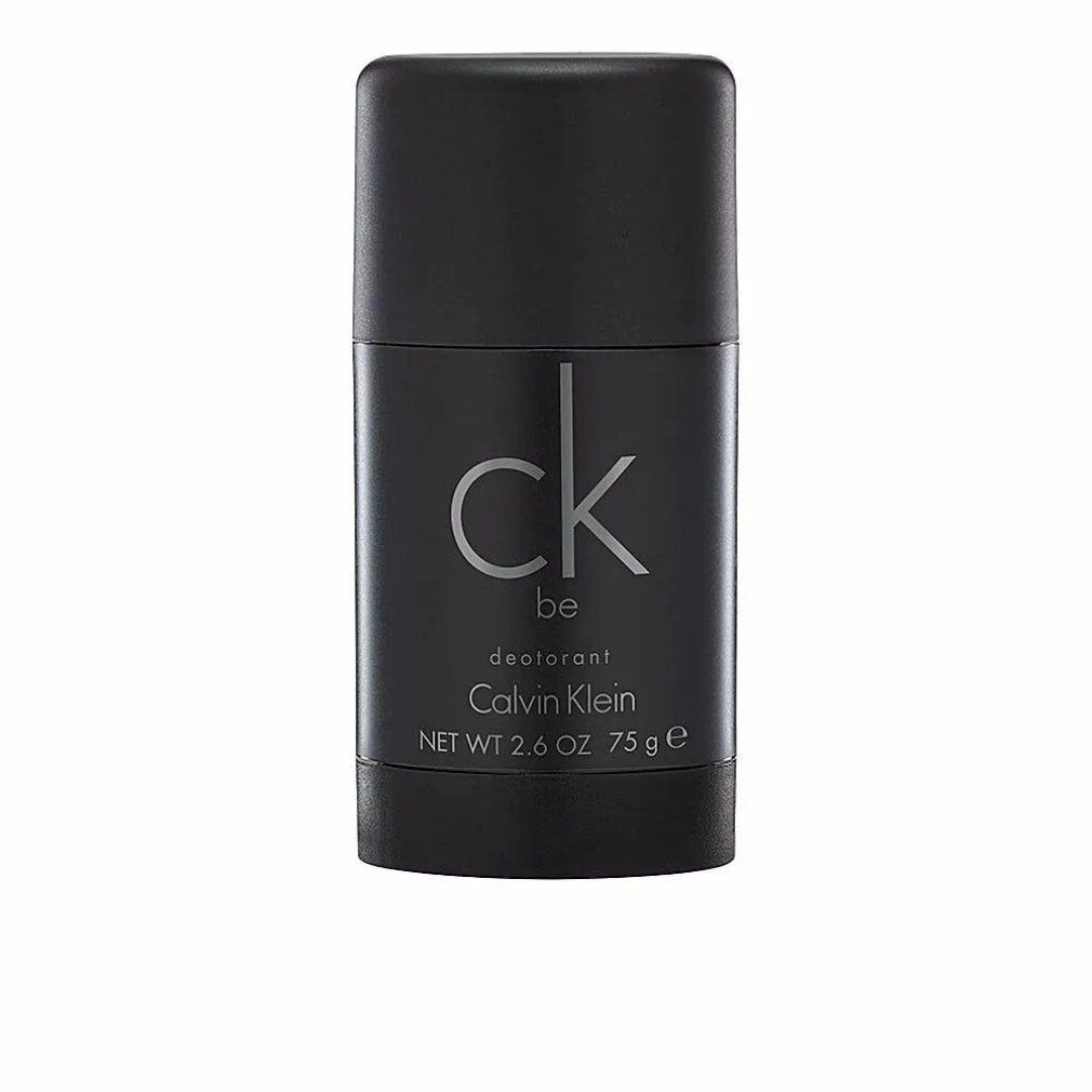 Schwarzer Deostick mit Deckel. Aufschrift: ck be deodorant Calvin Klein. Nettogewicht 2,6 OZ. 75 g.