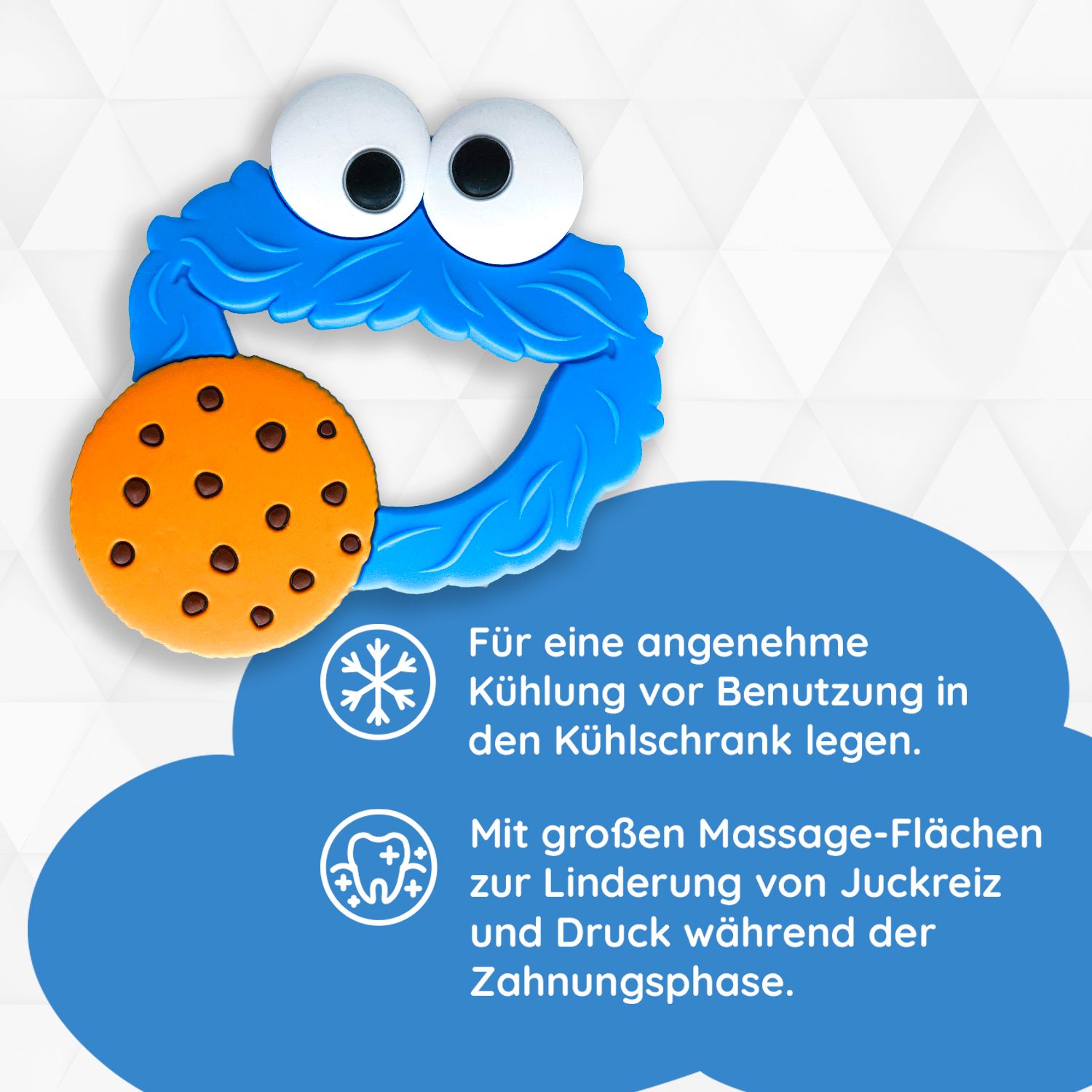 sensimed Baby Beißring Krümelmonster – Kühlende Zahnungshilfe – Klinisch Getestet & TÜV-Geprüft