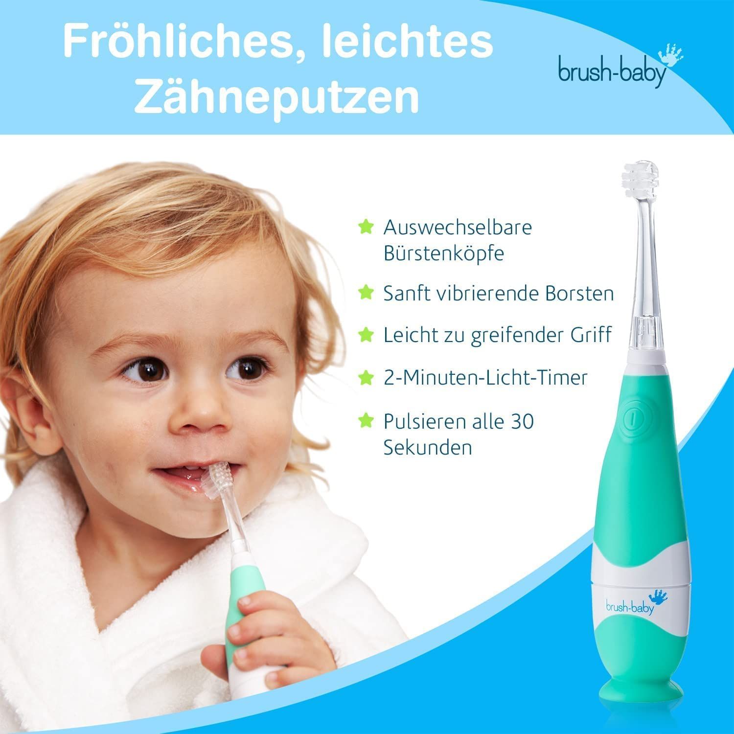 Brush Baby BabySonic Elektrische Zahnbürste für Kleinkinder und Kleinkinder im Alter von 0-3 Jahren