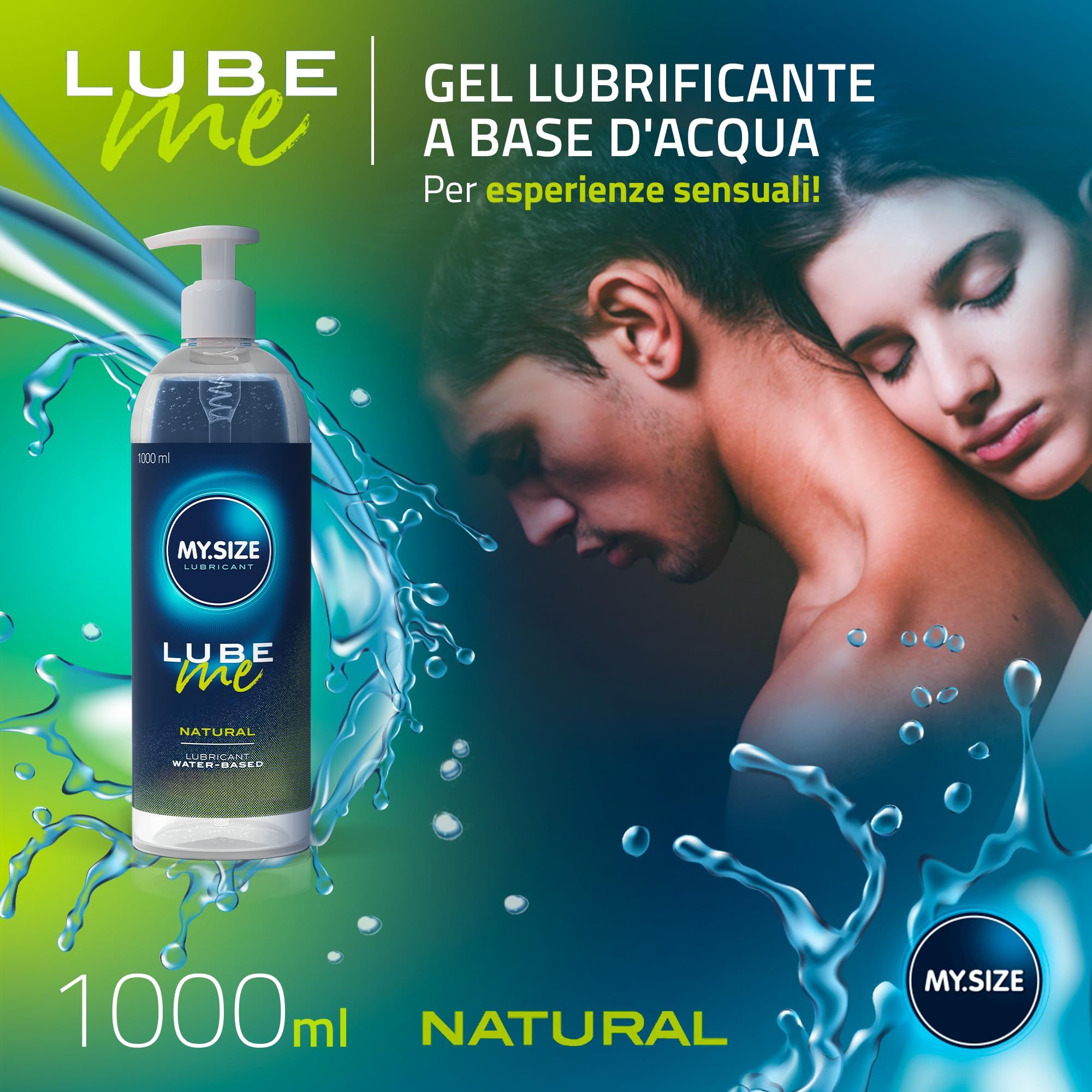 MY.SIZE Lube Me Natural 1000ml Gleitmittel mit einem Paar.