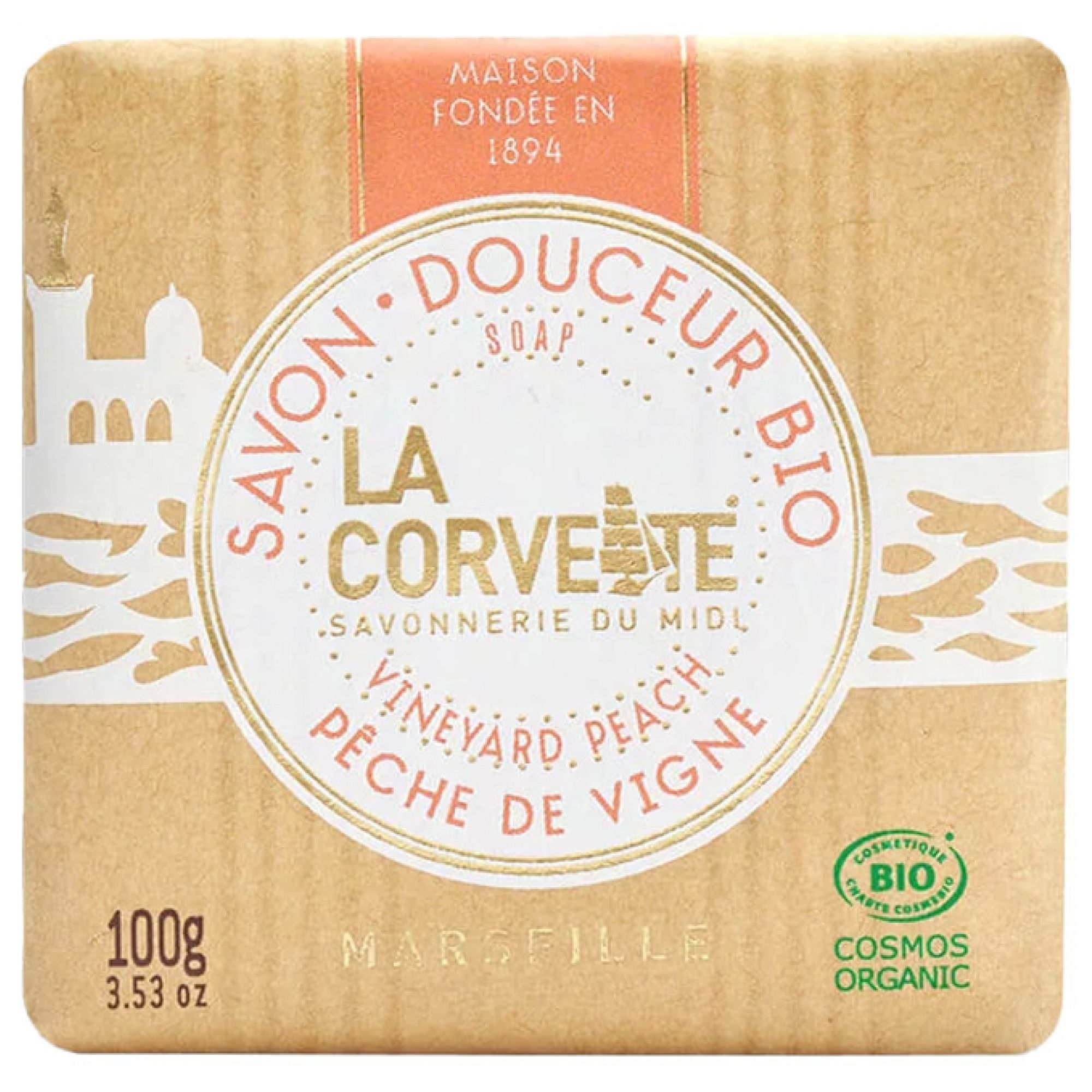 La Corvette Bio-Sanfte Seife Grapefruit Pfirsich 6x3x6 cm