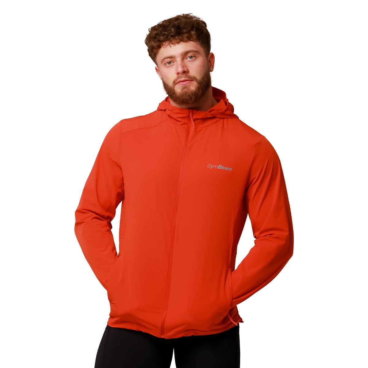 GymBeam Jacke Herren slim mit Kapuze und Reißverschluss in Orange 1 St