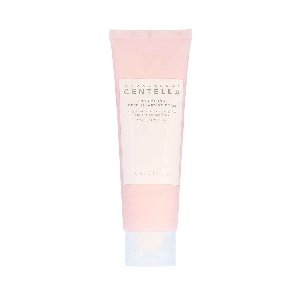 Rosa Tube mit weißem Etikett, SKIN1004 Madagascar Centella Poremizing Deep Cleansing Foam.