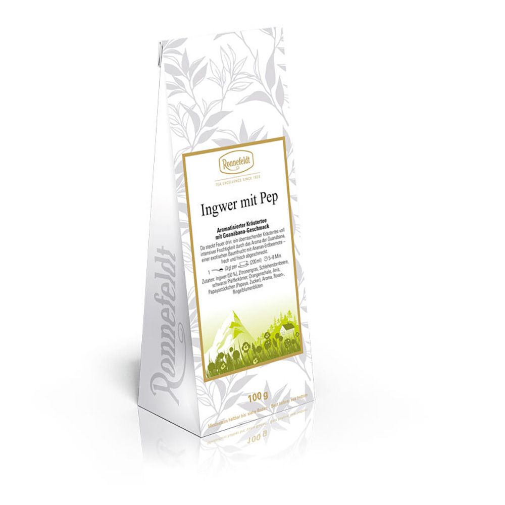 Ronnefeldt - Ingwer mit Pep Aromatisierter Kräutertee Guanábanageschmack 100 g