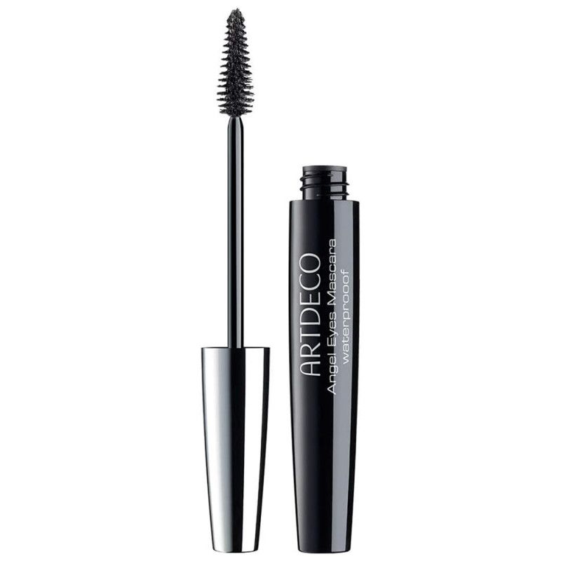 ARTDECO Angel Eyes Mascara, wasserfest. Schwarze Mascara mit silbernem Griff und schwarzem Behälter.