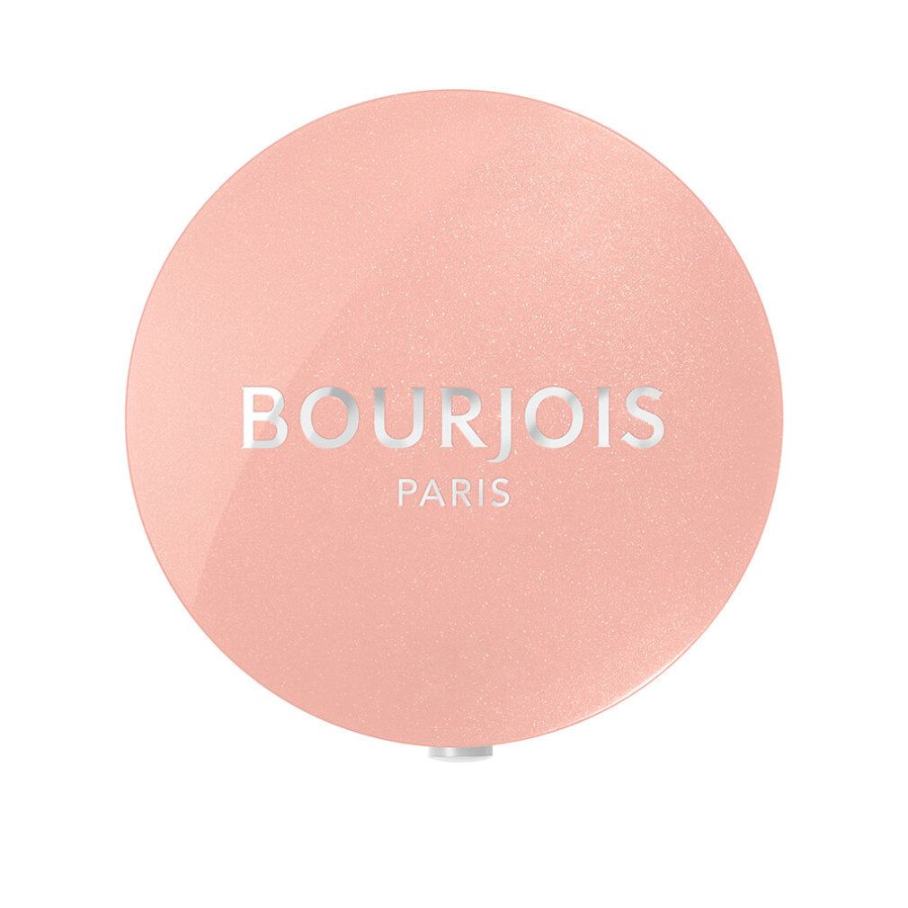 Runder, rosafarbener Lidschattenbehälter. Auf dem Deckel steht in Silber 'BOURJOIS PARIS'.