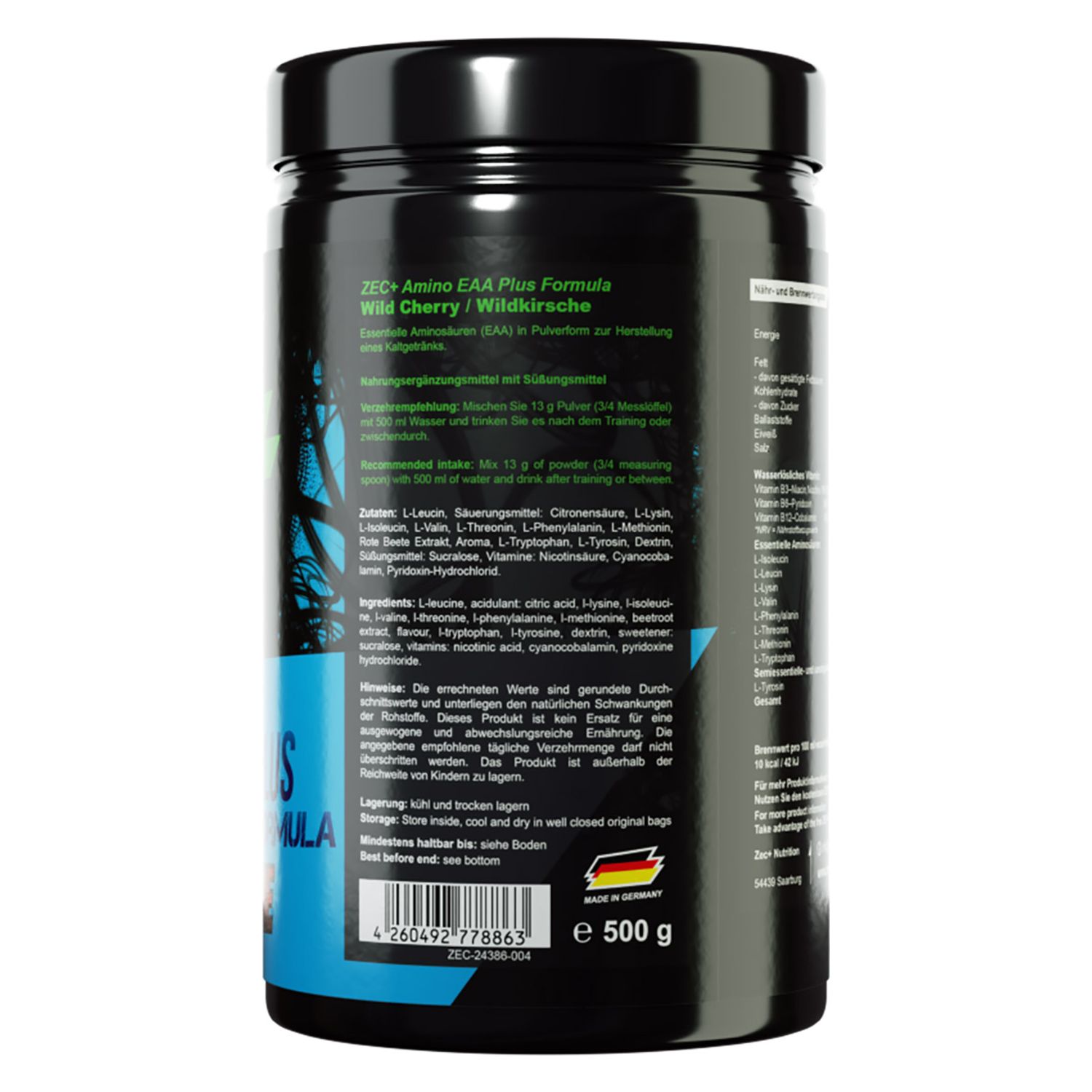 Zec+ Amino EAA Aminosäure Pulver Wildkirsche 500 g