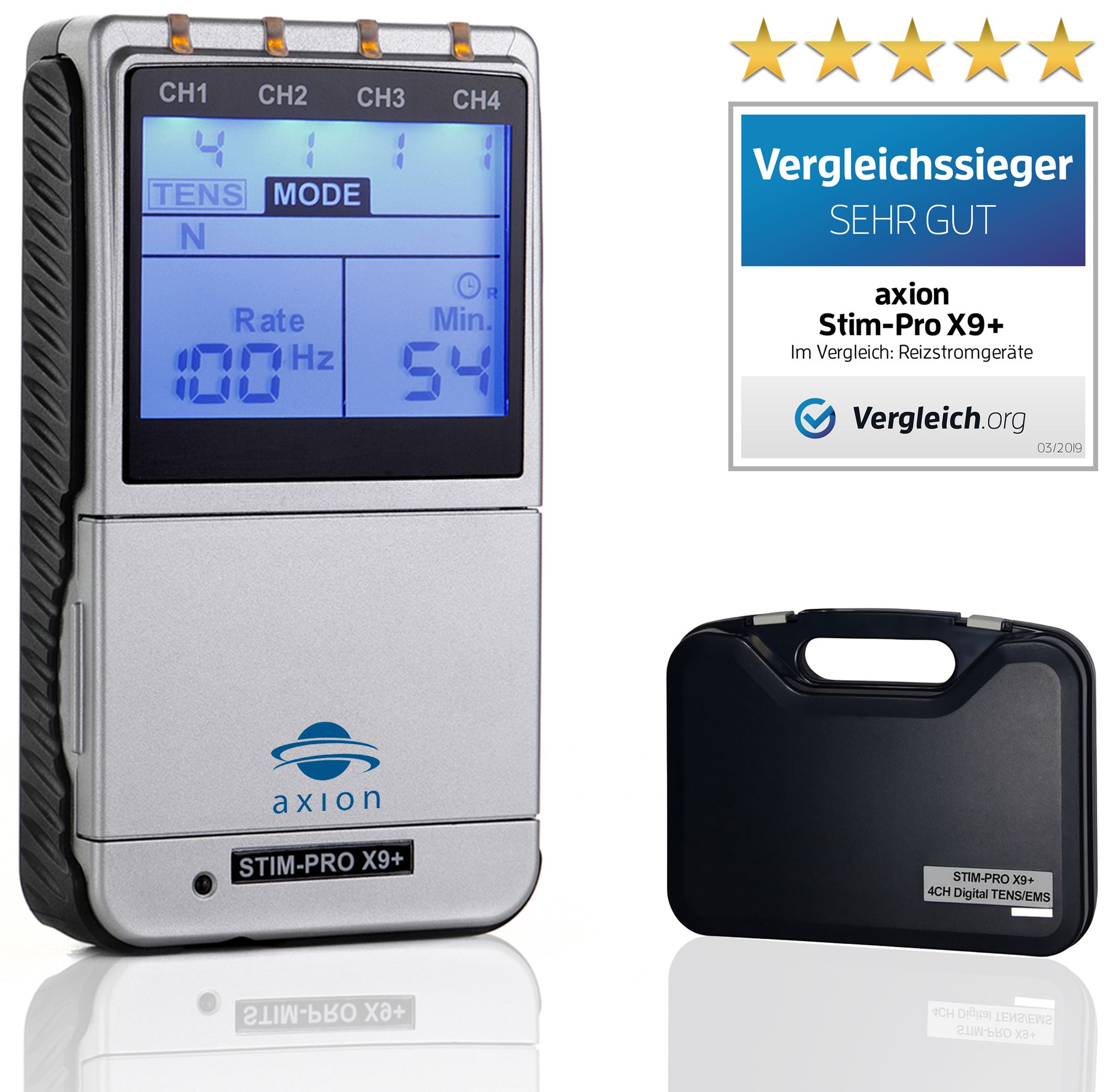 axion Dispositivo Combinato TENS EMS 4 Canali STIM-PRO X9+