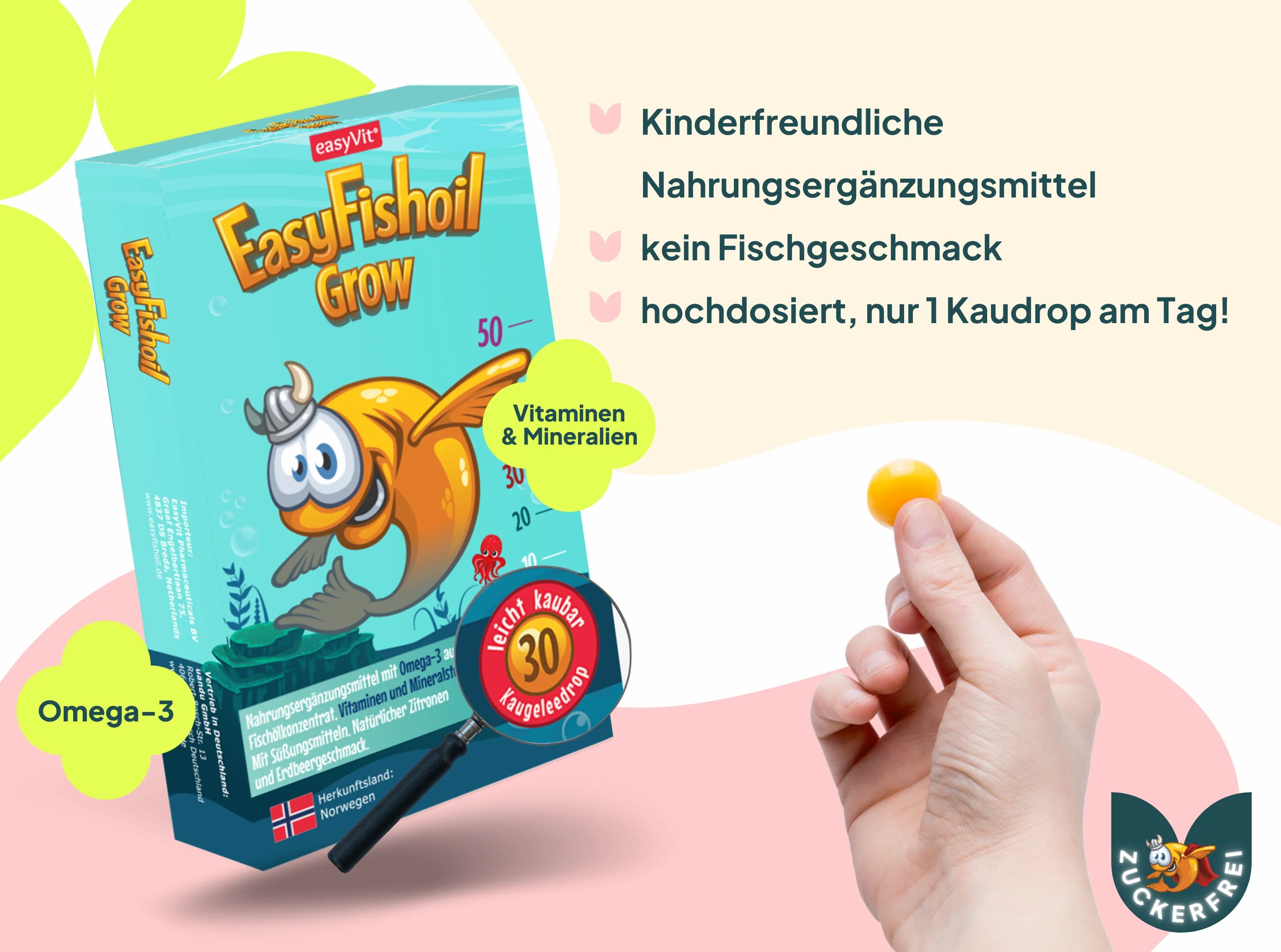 EasyFishoil Grow - Omega 3 Kinder 2x30 St Kaudragees