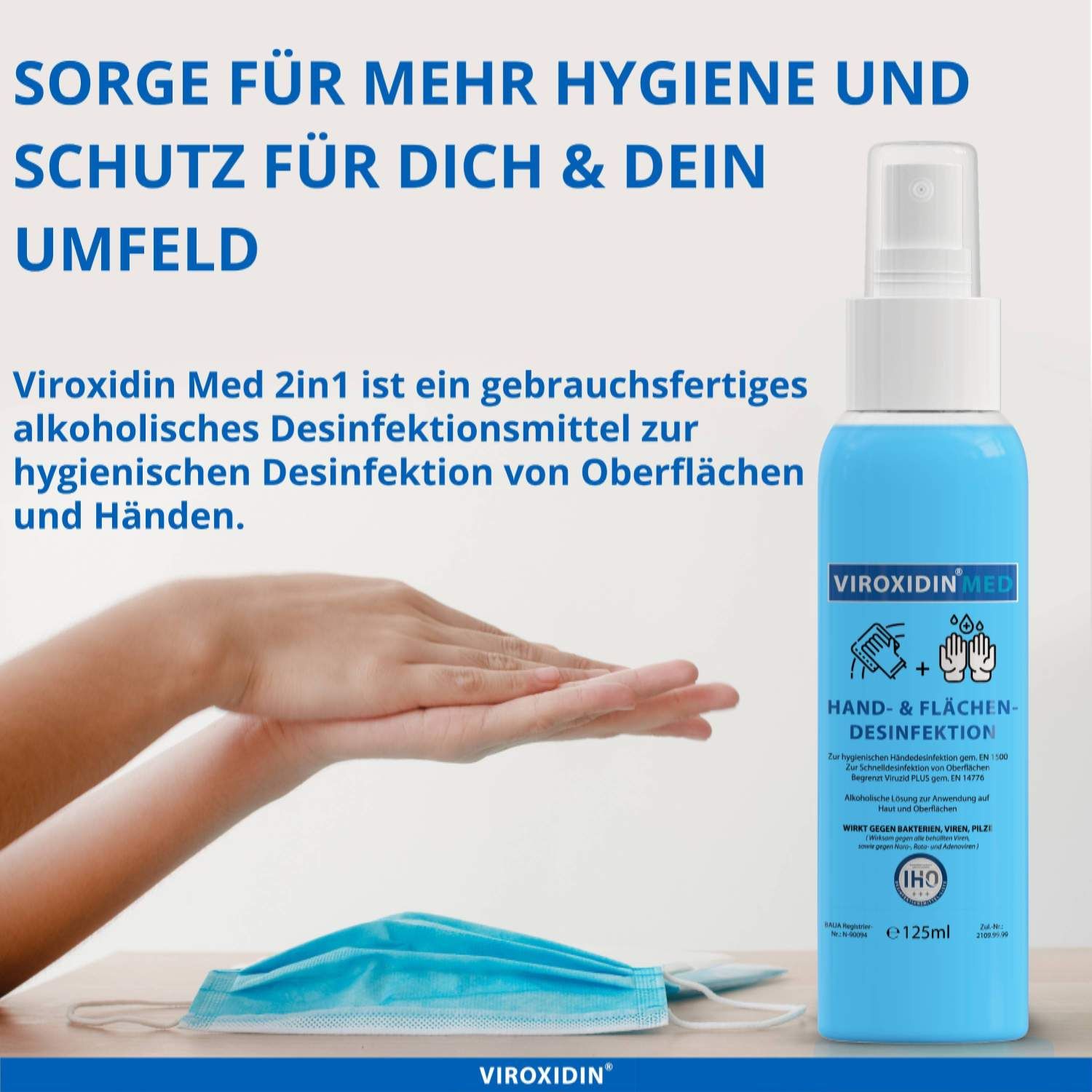 Viroxidin Med 2in1 Flächendesinfektionsmittel für Flächen & Hände