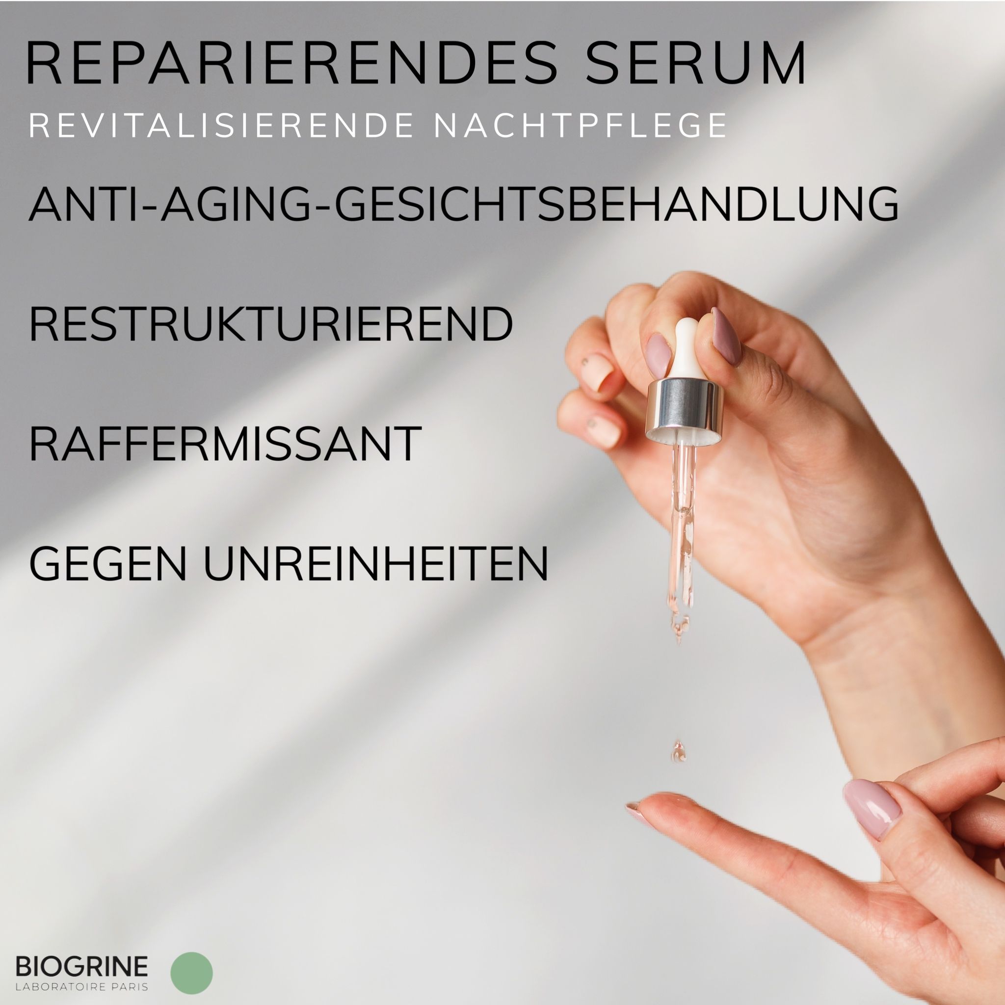 BIOGRINE „SERUM REPARATEUR“  REVITALISIERENDE NACHTBEHANDLUNG MIT CBD  GRÜNER TEE
