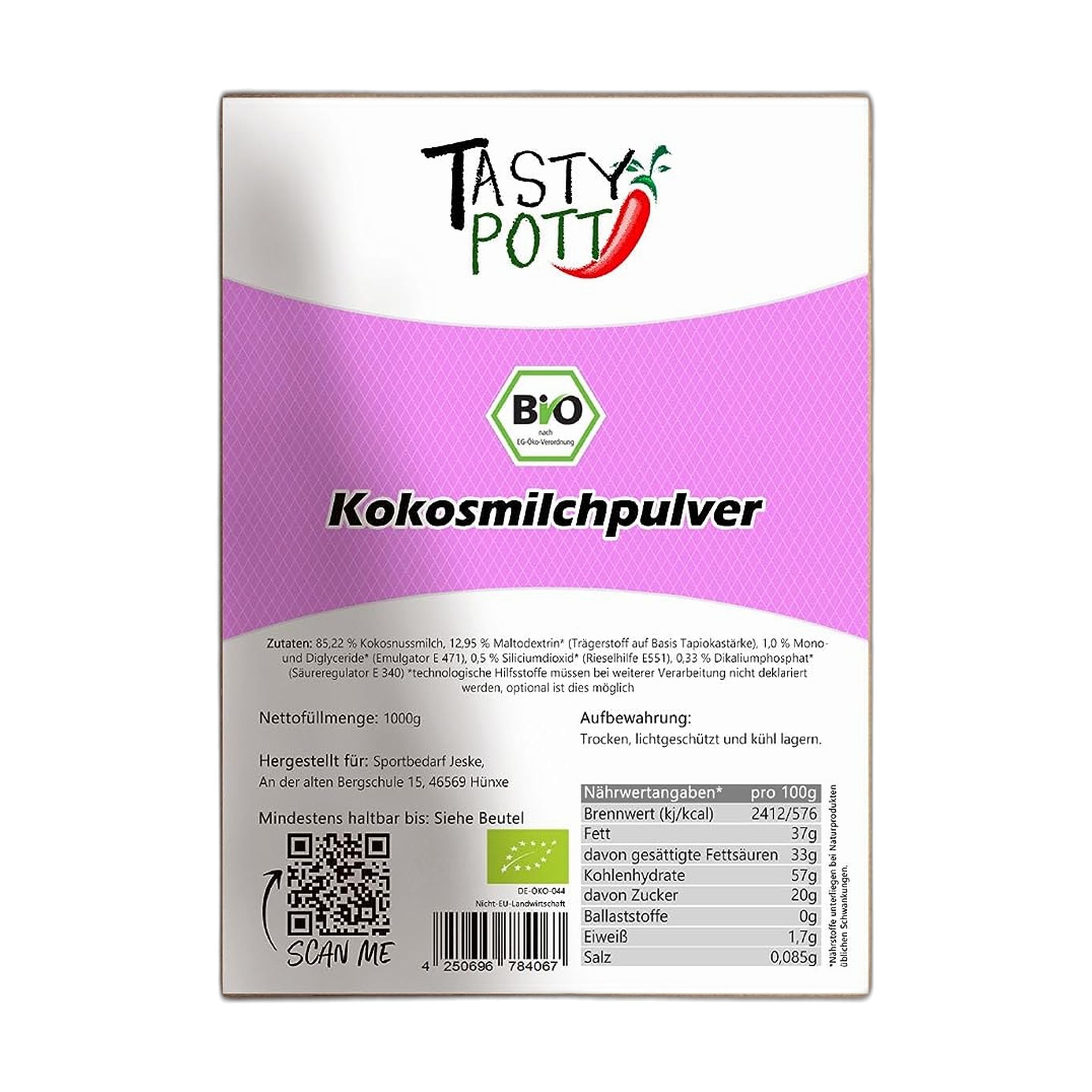 Tasty-Pott Tasty Pott Bio Kokosmilchpulver 1000 g