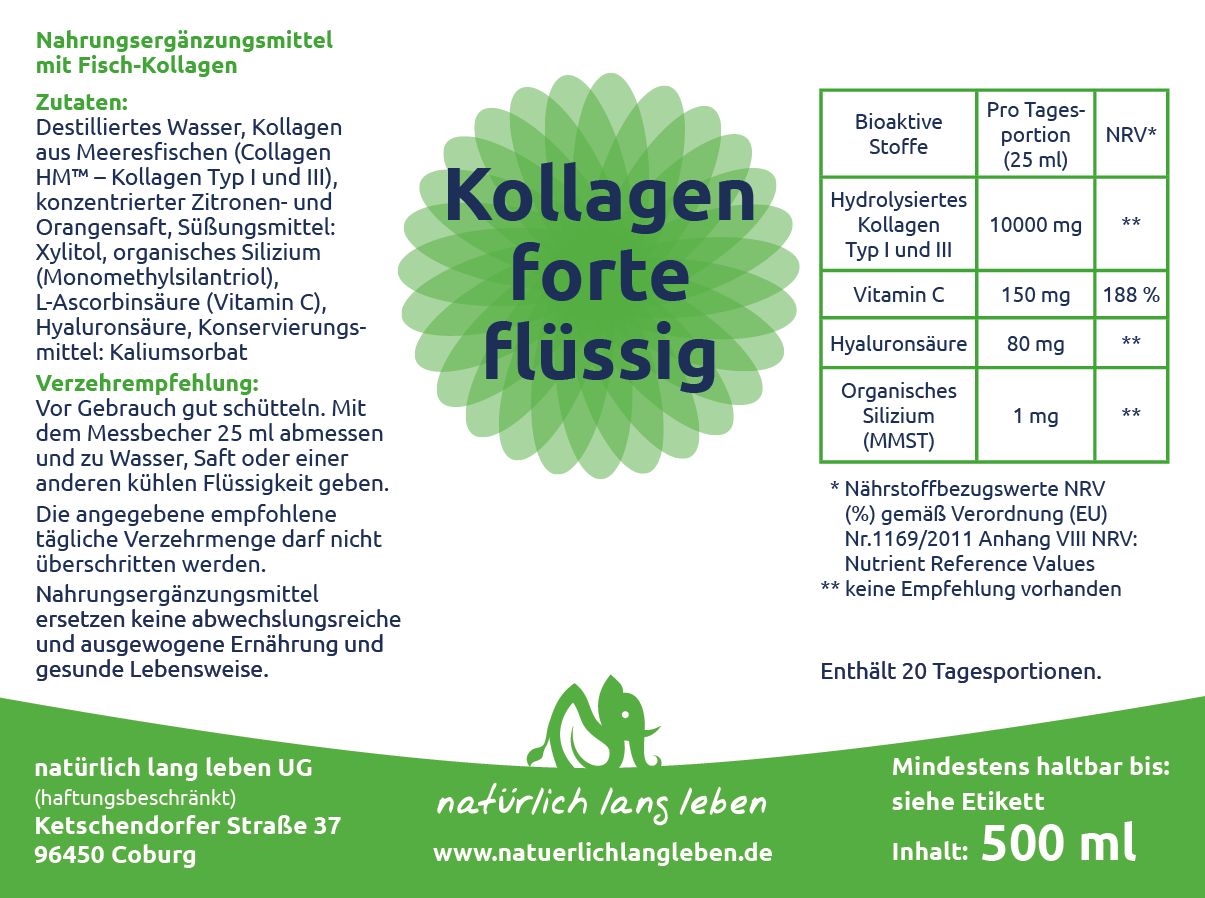 natürlich lang leben Kollagen forte flüssig 500 ml Flüssigkeit