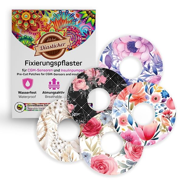 Diasticker® Freestyle Libre 3 / Plus Fixiertapes 'Mix-Paket Flowers' 5 St