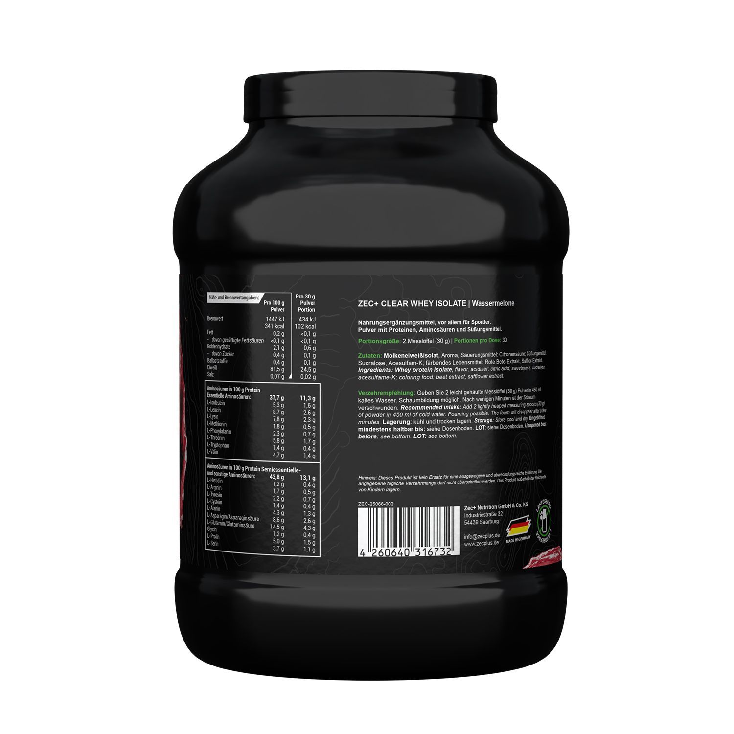 Zec+ Clear Whey Isolate Protein/ Eiweiß Wassermelone 900 GR Pulver