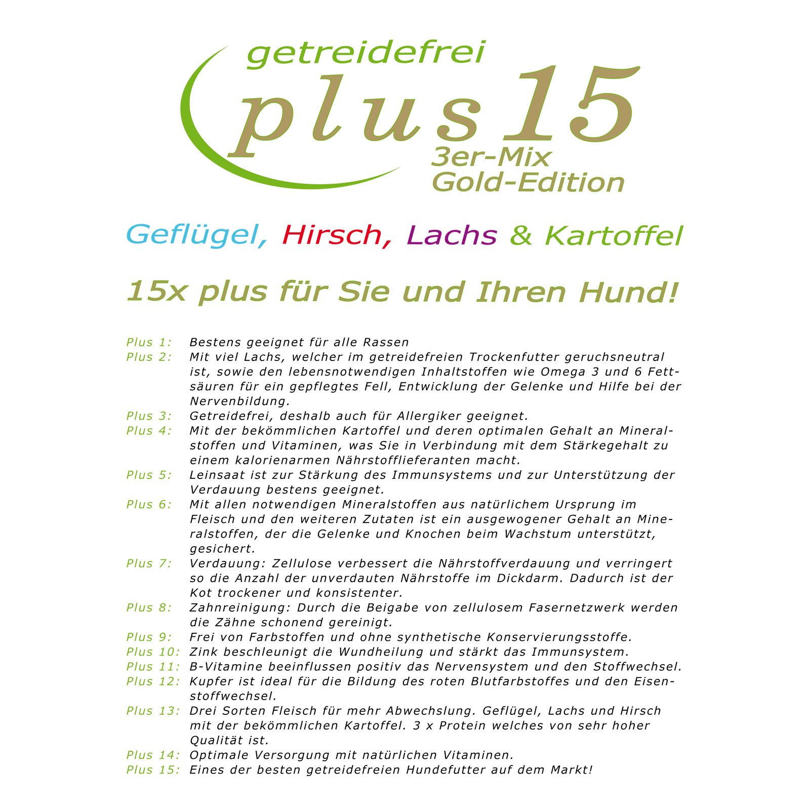 Getreidefreies Hundefutter Gold-Edition 3er Mix Plus 15