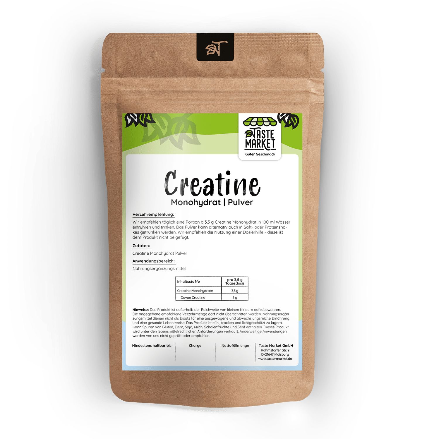 Taste Market Creatine Monohydrat 0,5 kg Pulver