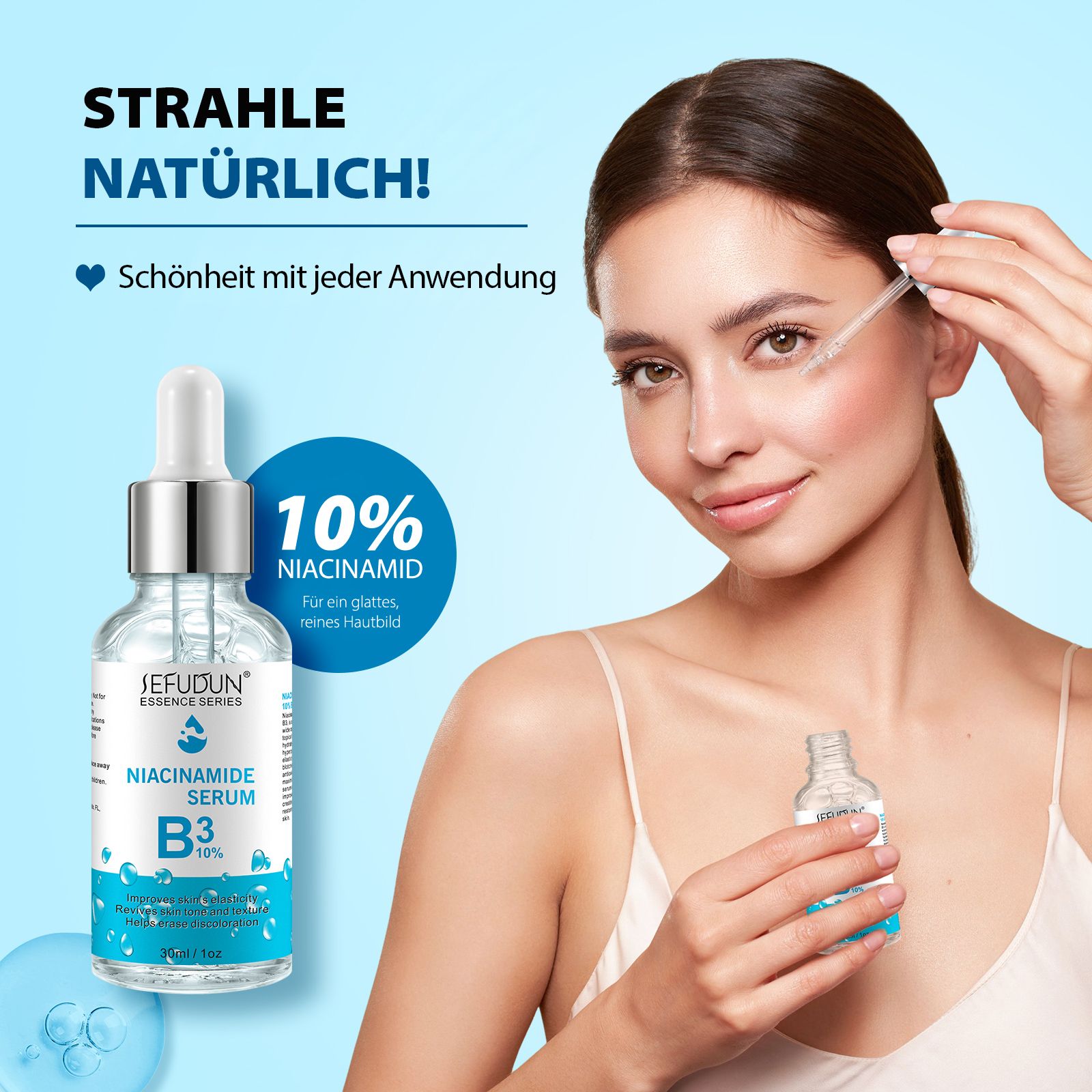 P-beauty Gesichtsserum Niacinamide Hyaluronsäure B3 10% für Hautpflege