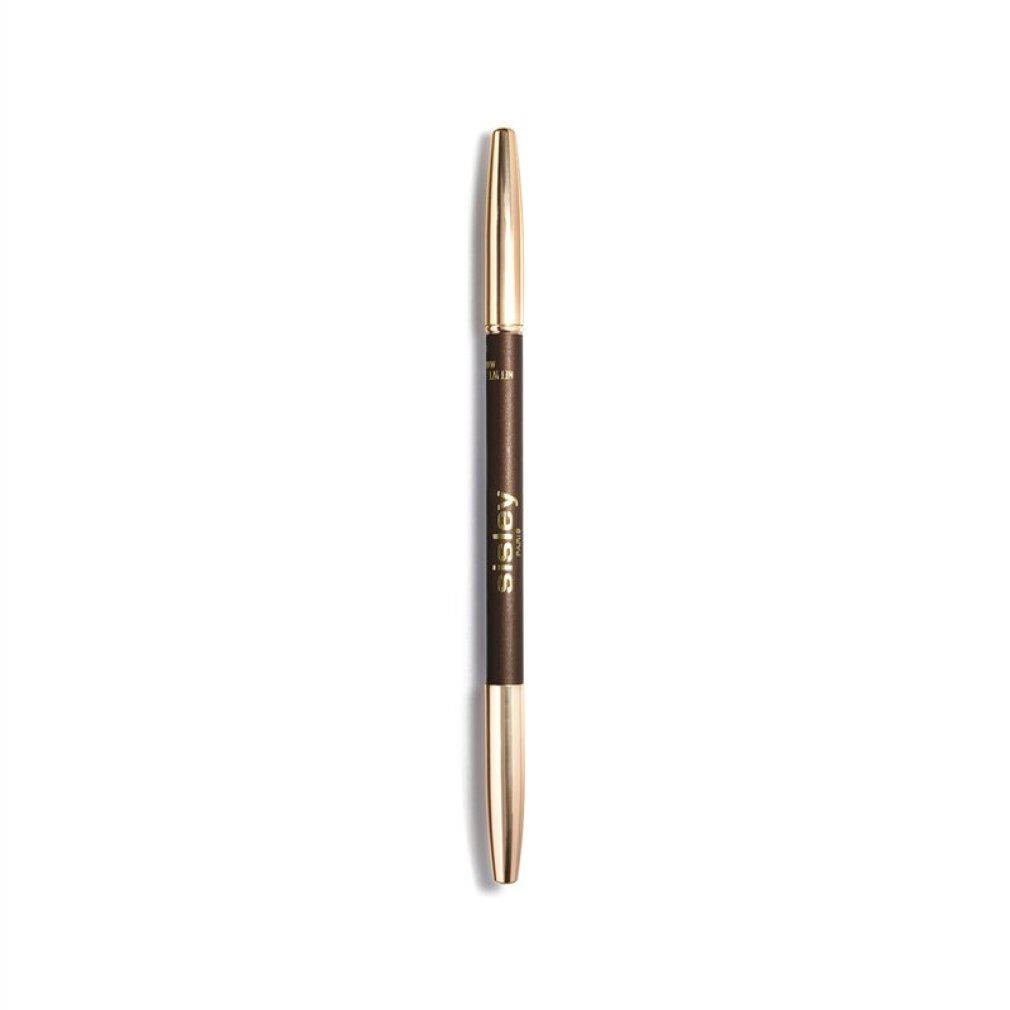 Brauner Sisley Phyto-Khol Perfect Kajalstift. Goldfarbene Enden. Auf weißem Hintergrund.