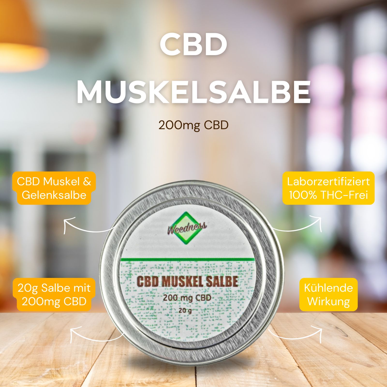 Weedness - CBD Schmerzsalbe für Sportverletzungen und Gelenkschmerzen 200mg 20 g Fettsalbe