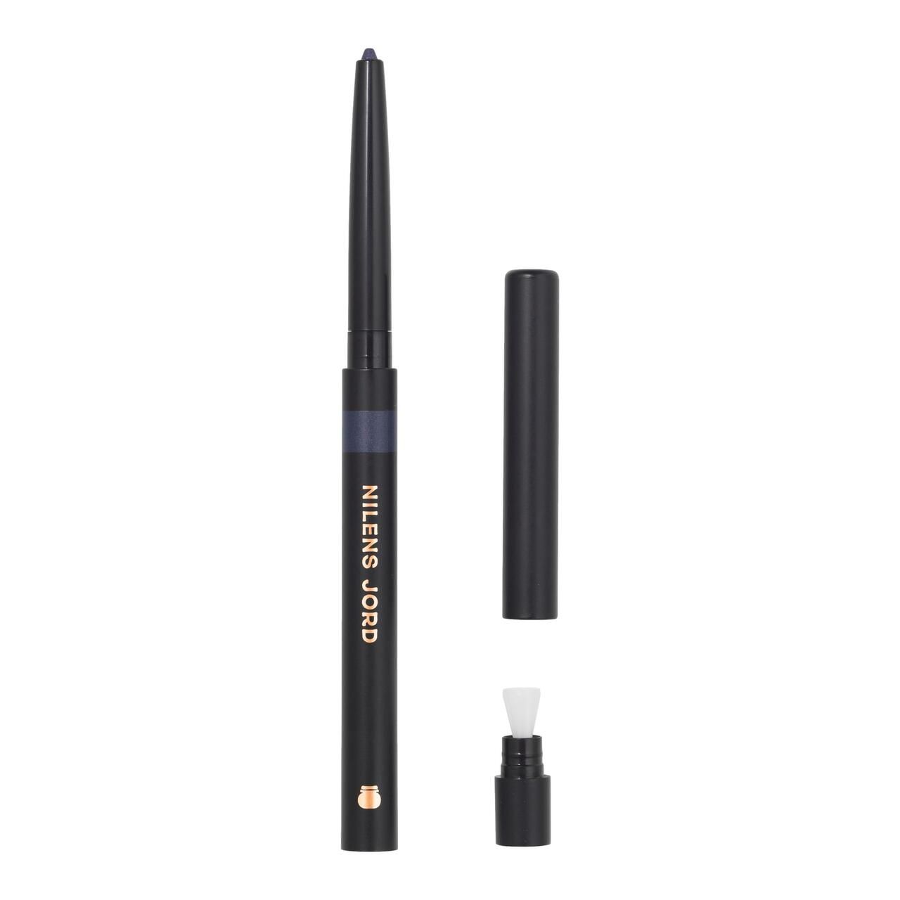 Schwarzer Eyeliner von Nilens Jord. Stift mit Deckel und Applikator. Goldfarbenes Logo.