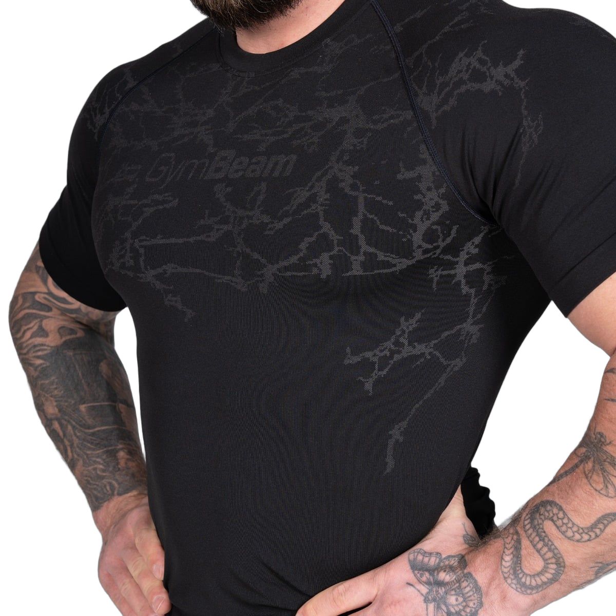 GymBeam T-Shirt Herren slim nahtlos in Schwarz