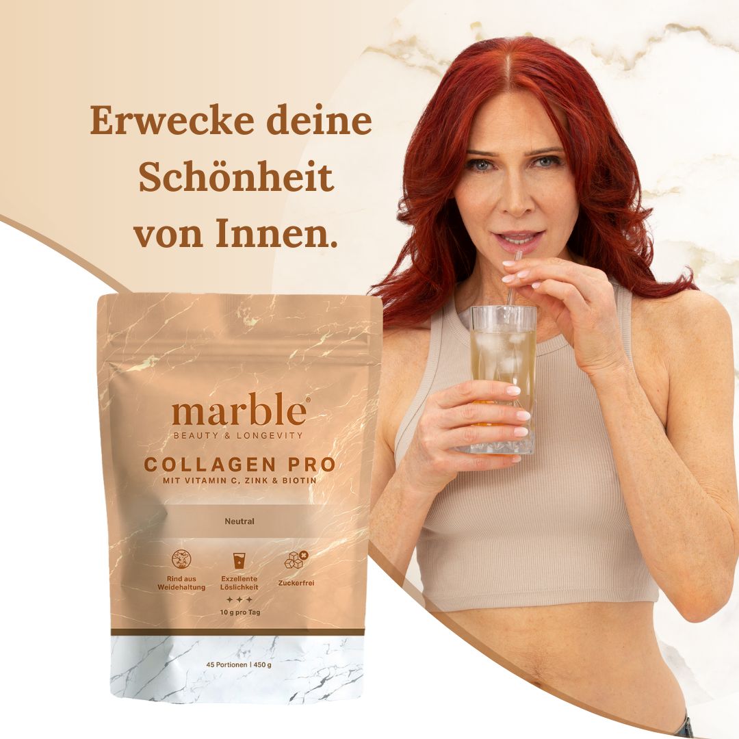 marble© Collagen Pro Geschmacksneutral – Reines Weidekollagen mit Vitamin C, Zink & Biotin