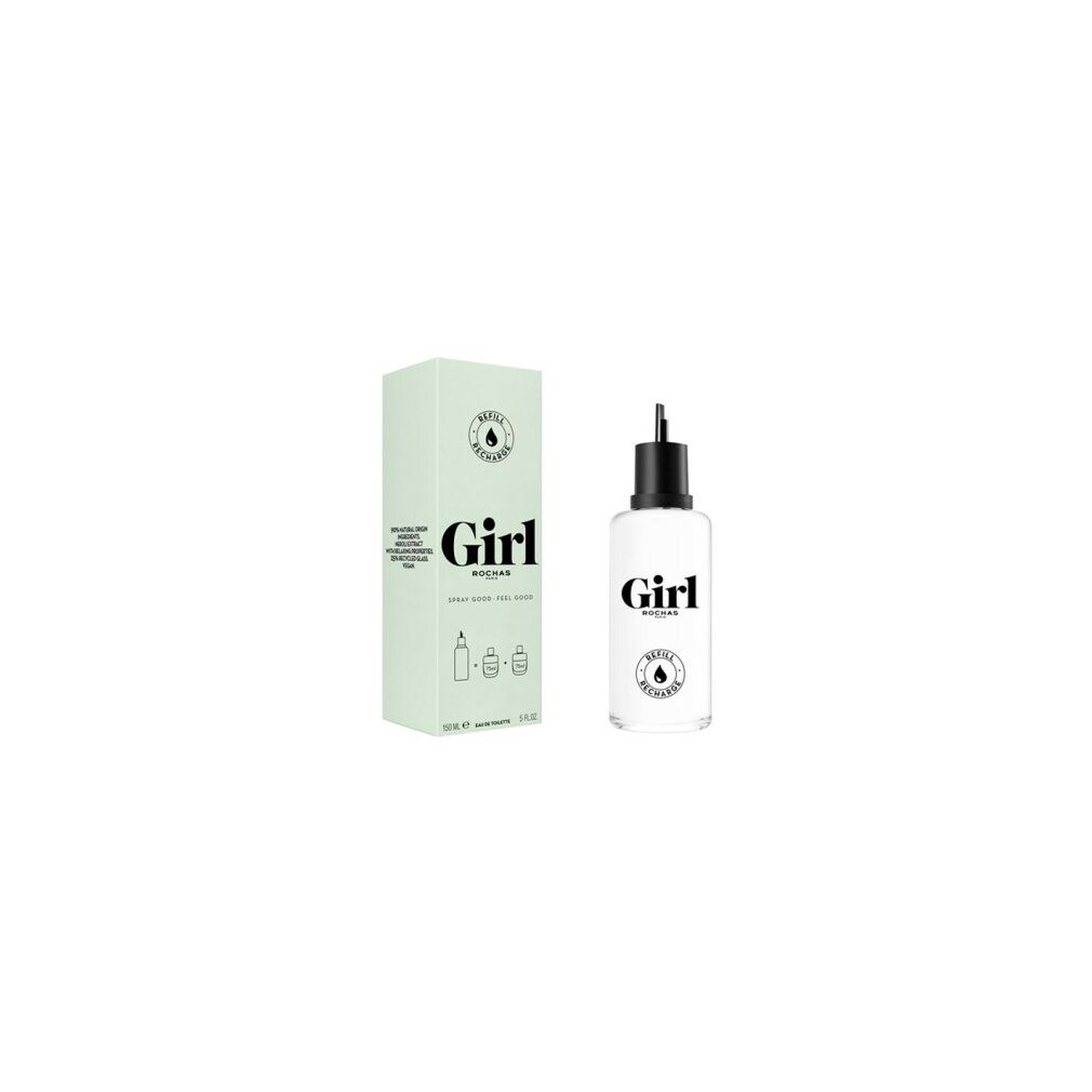 Produktverpackung und Nachfüllflasche. Aufschrift "Girl" und "REFILL RECHARGE".
