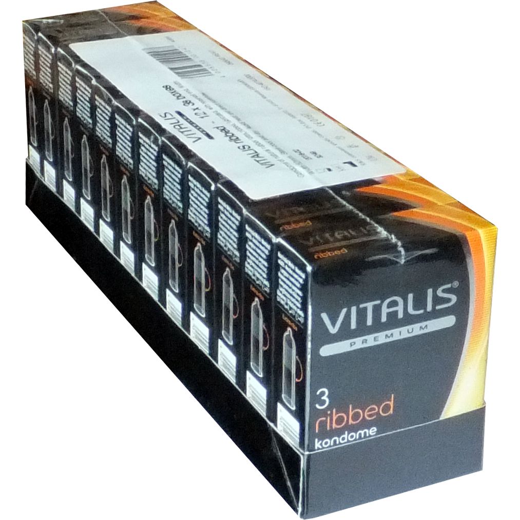 Vitalis PREMIUM *Ribbed* Kondome mit Rippen für ein stimulierendes Erlebnis, Sparpack