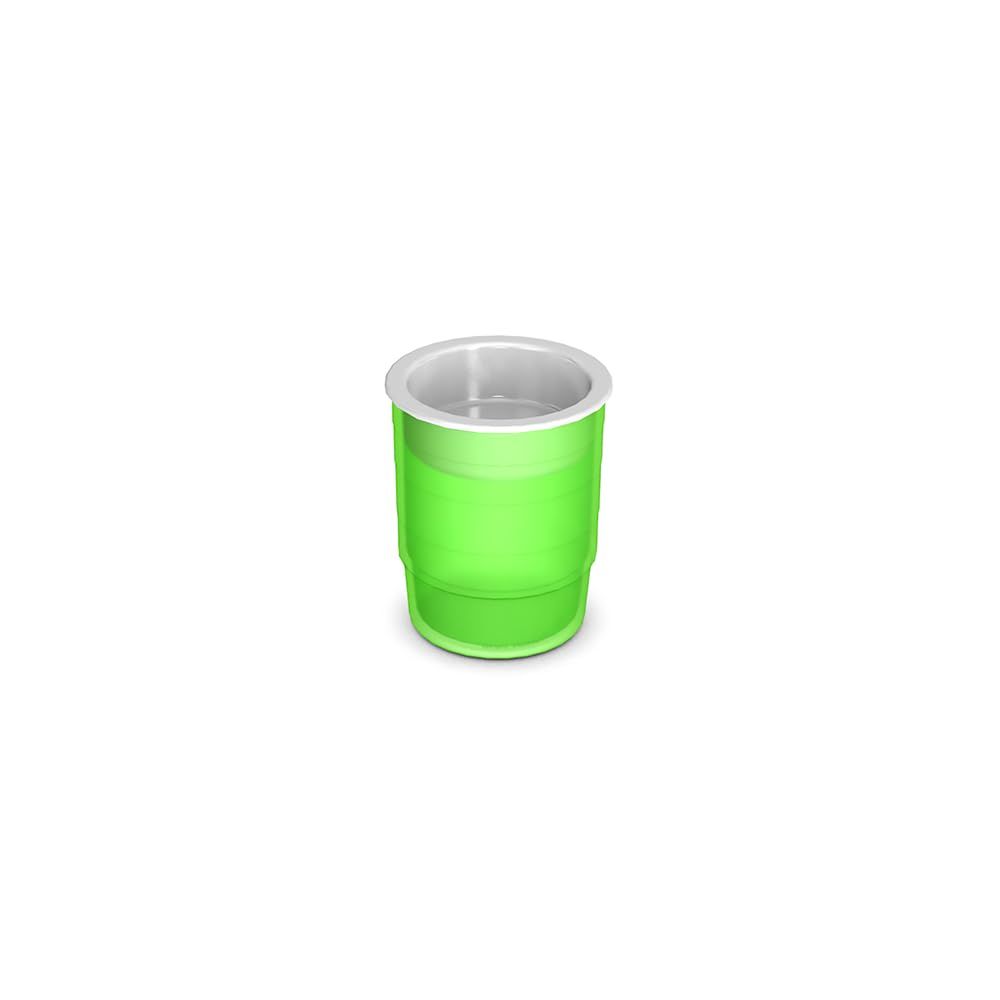 Grüner Becher, zylindrisch, geriffelt. Ohne Deckel. Innen weiß.