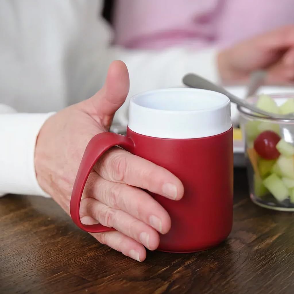 ORNAMIN Demenz-Set: Teller mit Kipp-Trick & Becher mit Trink-Trick mit unauffälligem Trinkaufsatz