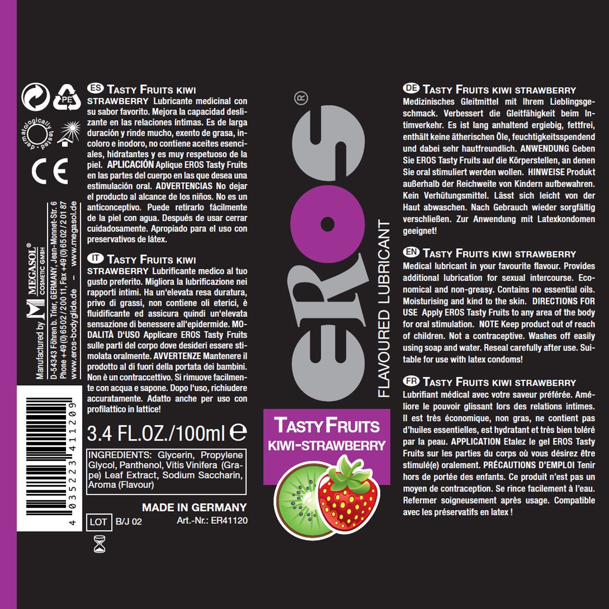 Eros Tasty Fruits *Kiwi/Strawberry* 0,1 l Gleitmittel