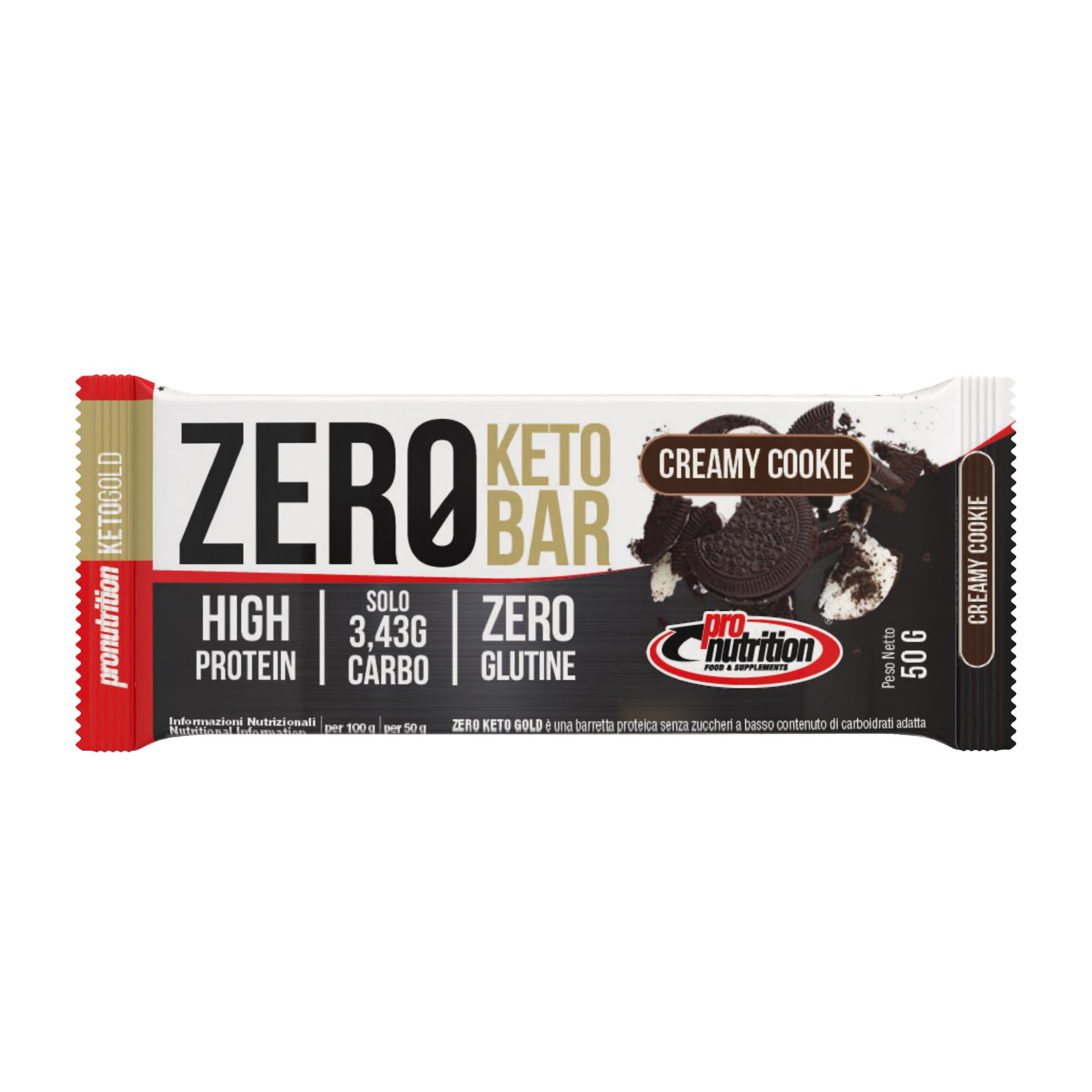 Pronutrition Barrette chetogenica Zero Keto Bar (50 gr, Creamy cookie)