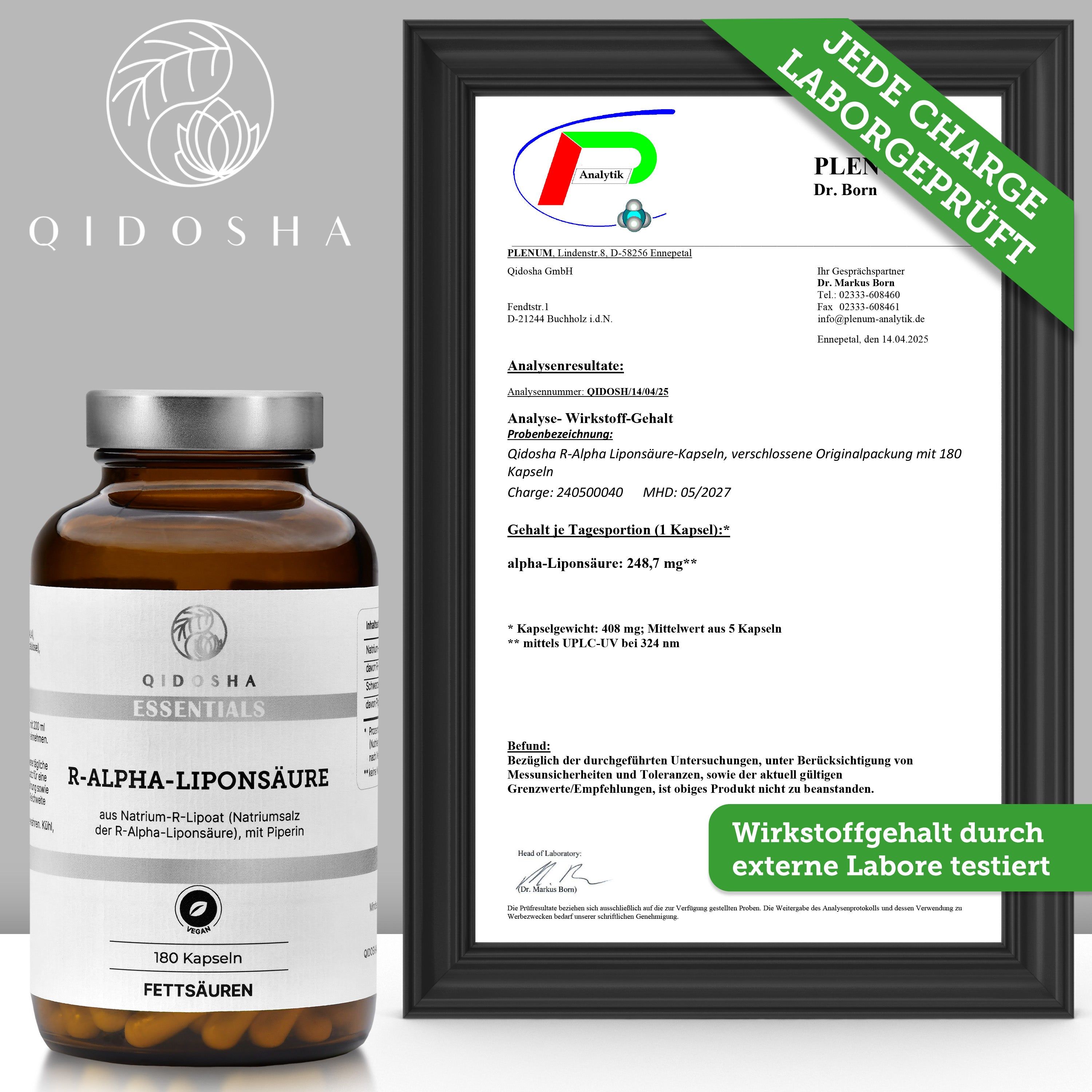 QIDOSHA R-Alpha-Liponsäure aus Natrium-R-Lipoat plus Piperin