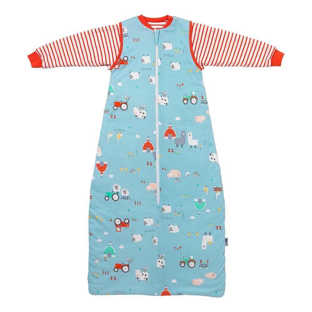 schlummersack Kinder Schlafsack ganzjährig 100% Bio-Baumwolle 2.5 Tog 3-6 Jahre 130 cm Bauernhof