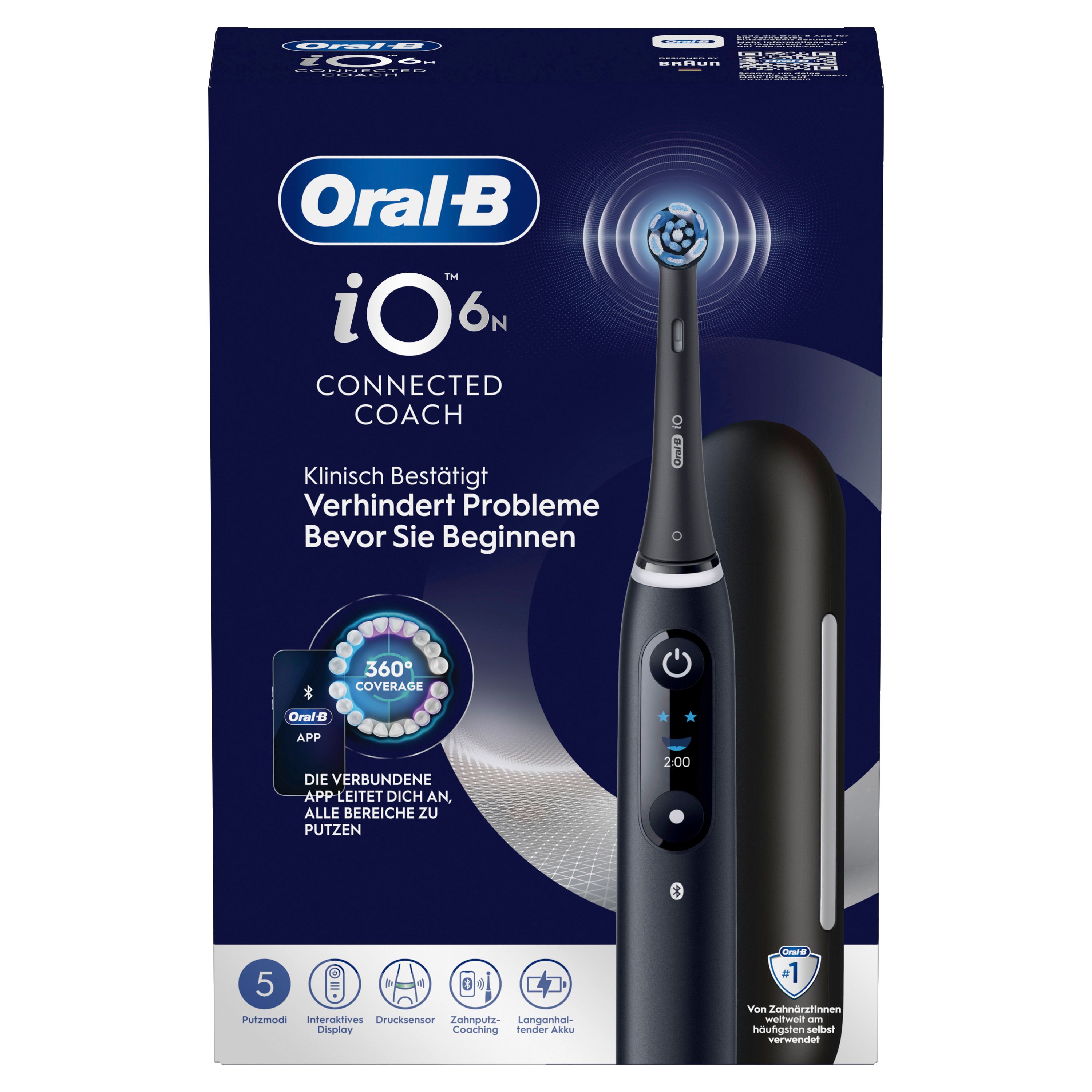 Verpackung der Oral-B iO 6 Elektrischen Zahnbürste mit Produktabbildung.