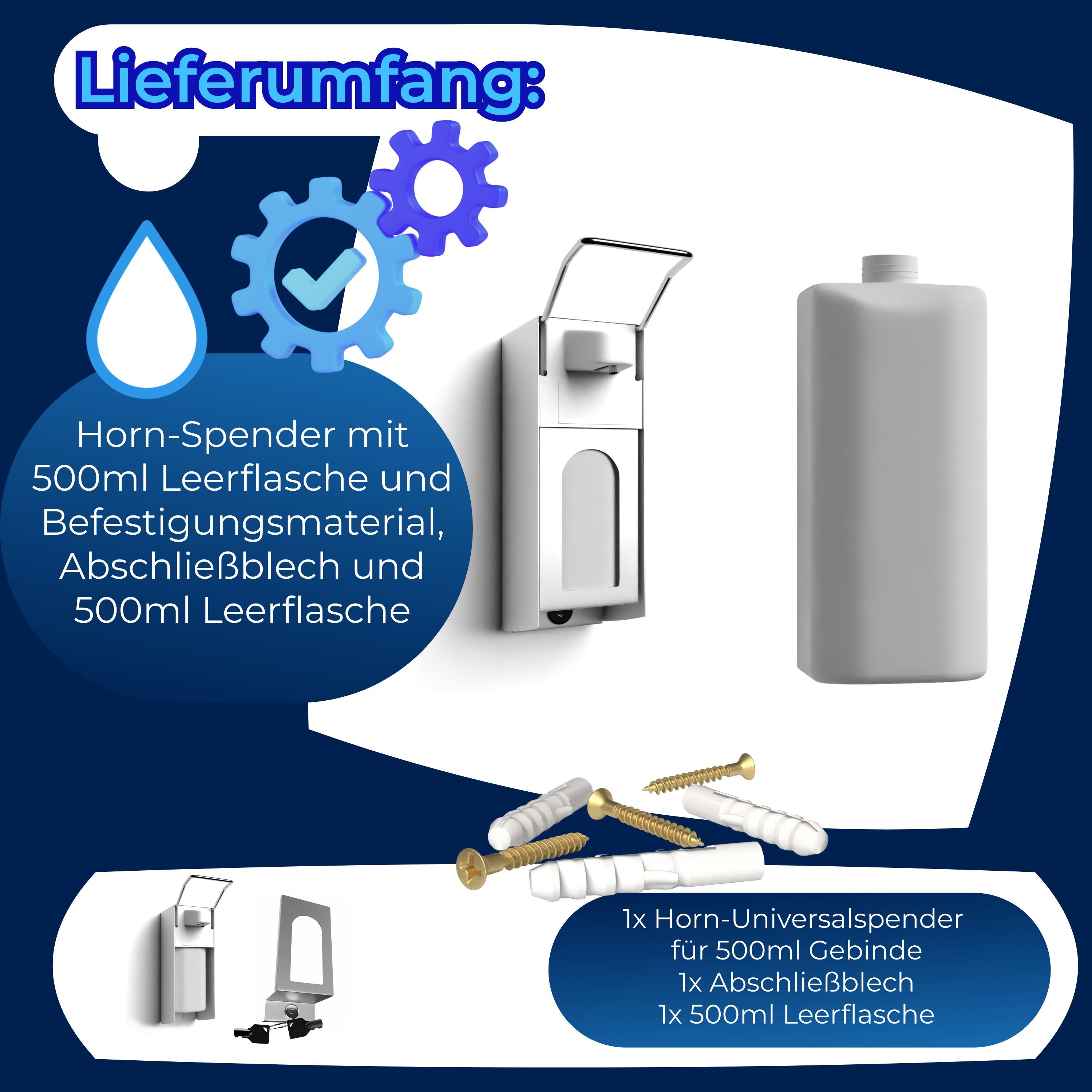 Horn Medical Desinfektionsmittel- / Seifen-Wandspender mit Abschließvorrichtung