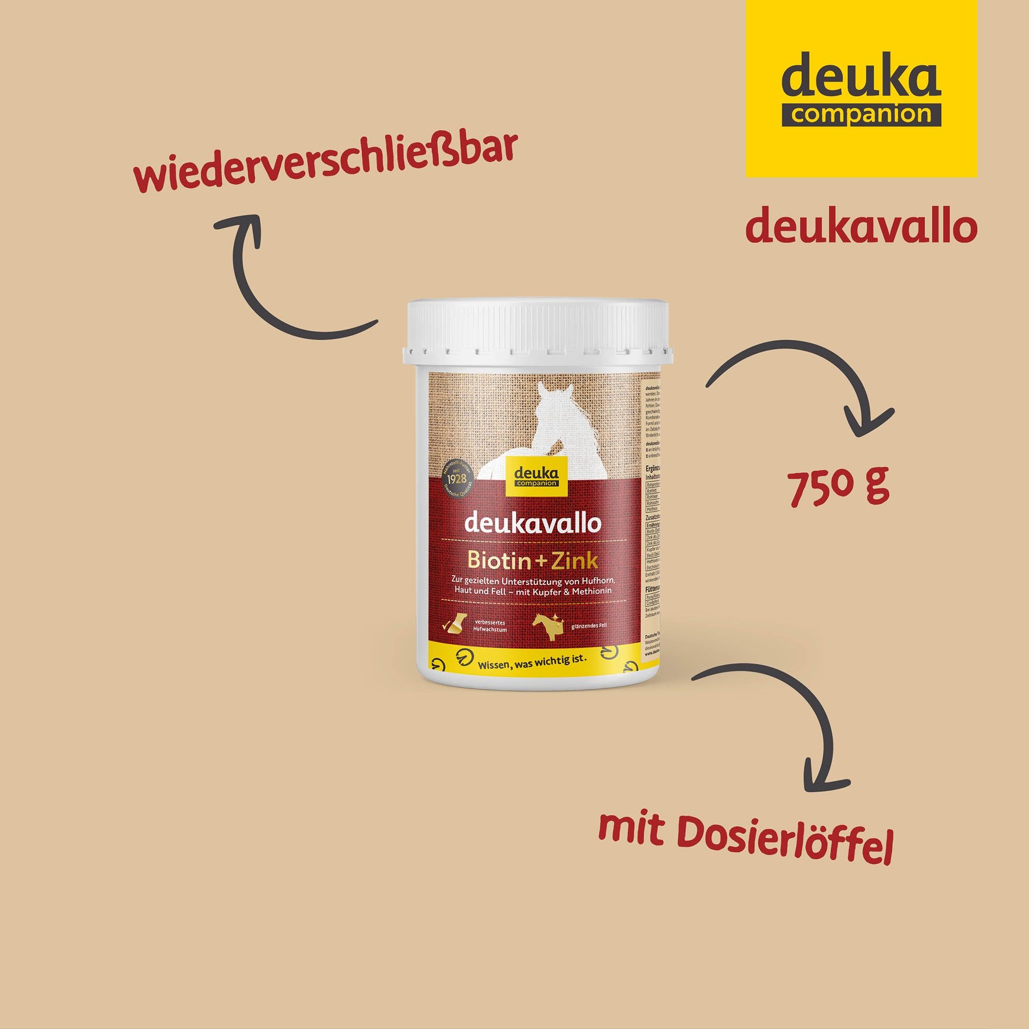 deukavallo Biotin + Zink - Getreidefreies Supplement für Pferde mit Huf- oder Hautproblemen