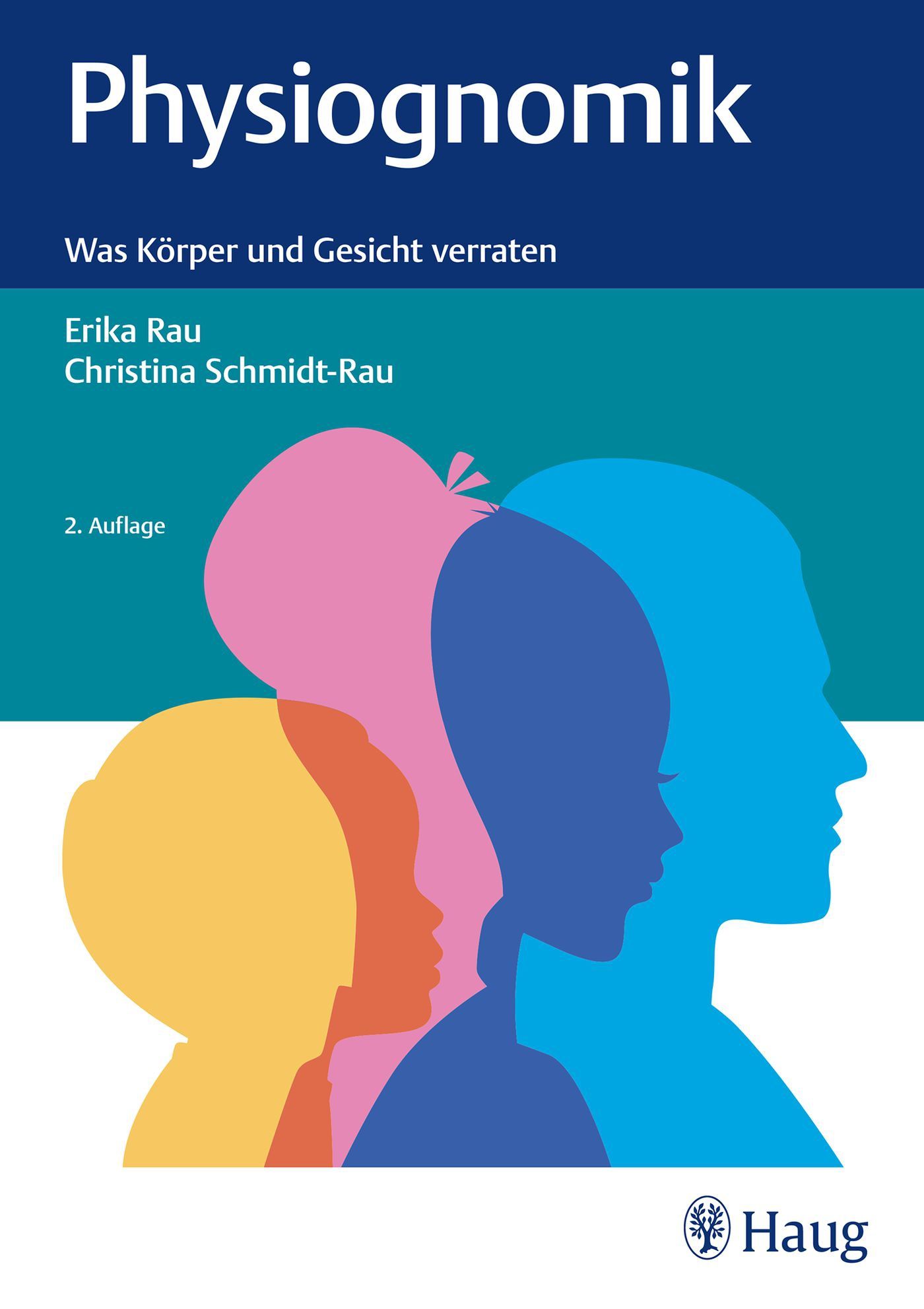 Buchcover mit Titel "Physiognomik". Autoren: Erika Rau, Christina Schmidt-Rau. Untertitel: Was Körper und Gesicht verraten. 2. Auflage.