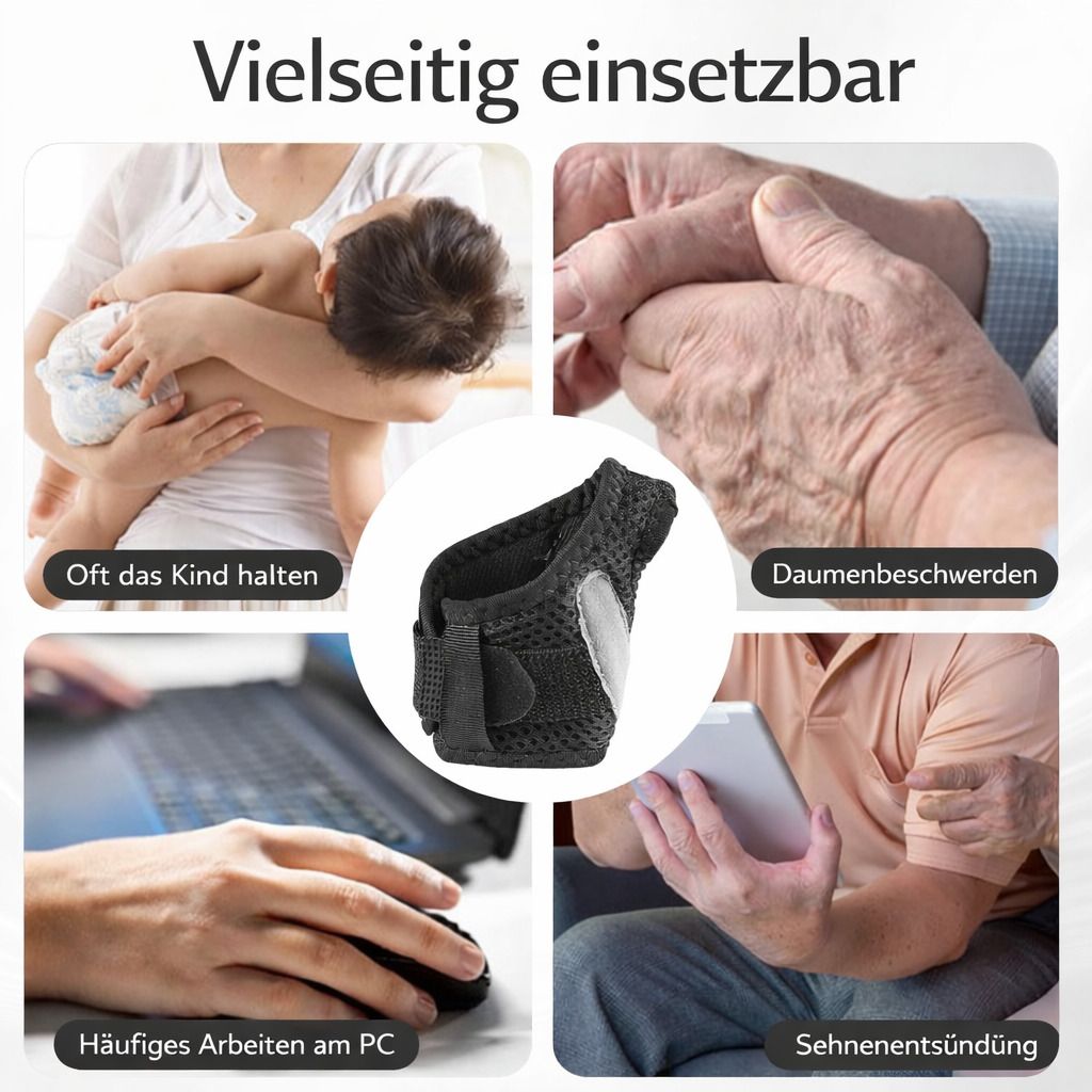 Daumen & Handgelenkbandage mit Aluschiene, verstellbar mit Klett, für Alltag & Sport
