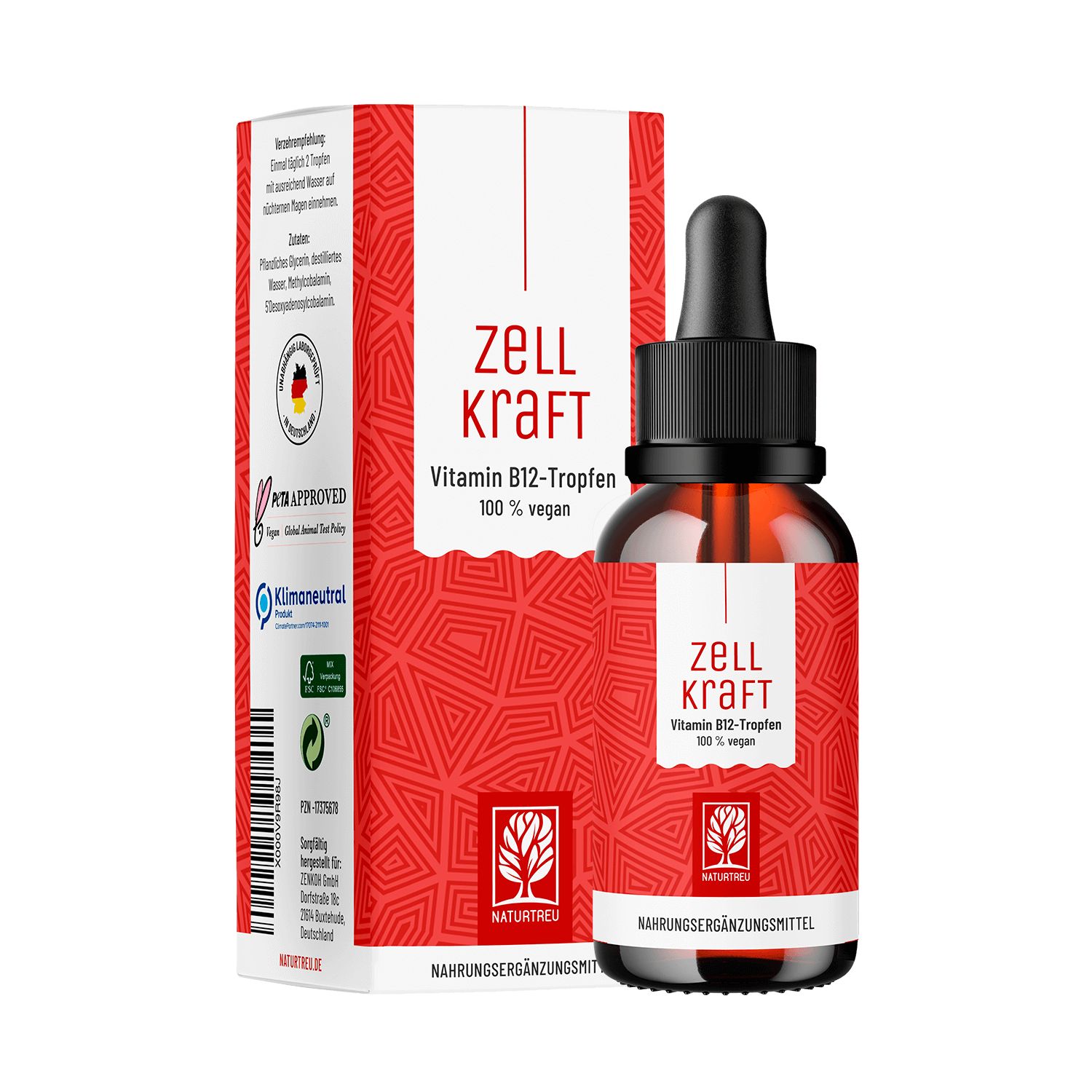 Vitamin B12 Tropfen alkoholfrei - Methylcobalamin & Adenosyl Zellkraft Naturtreu® 50 ml