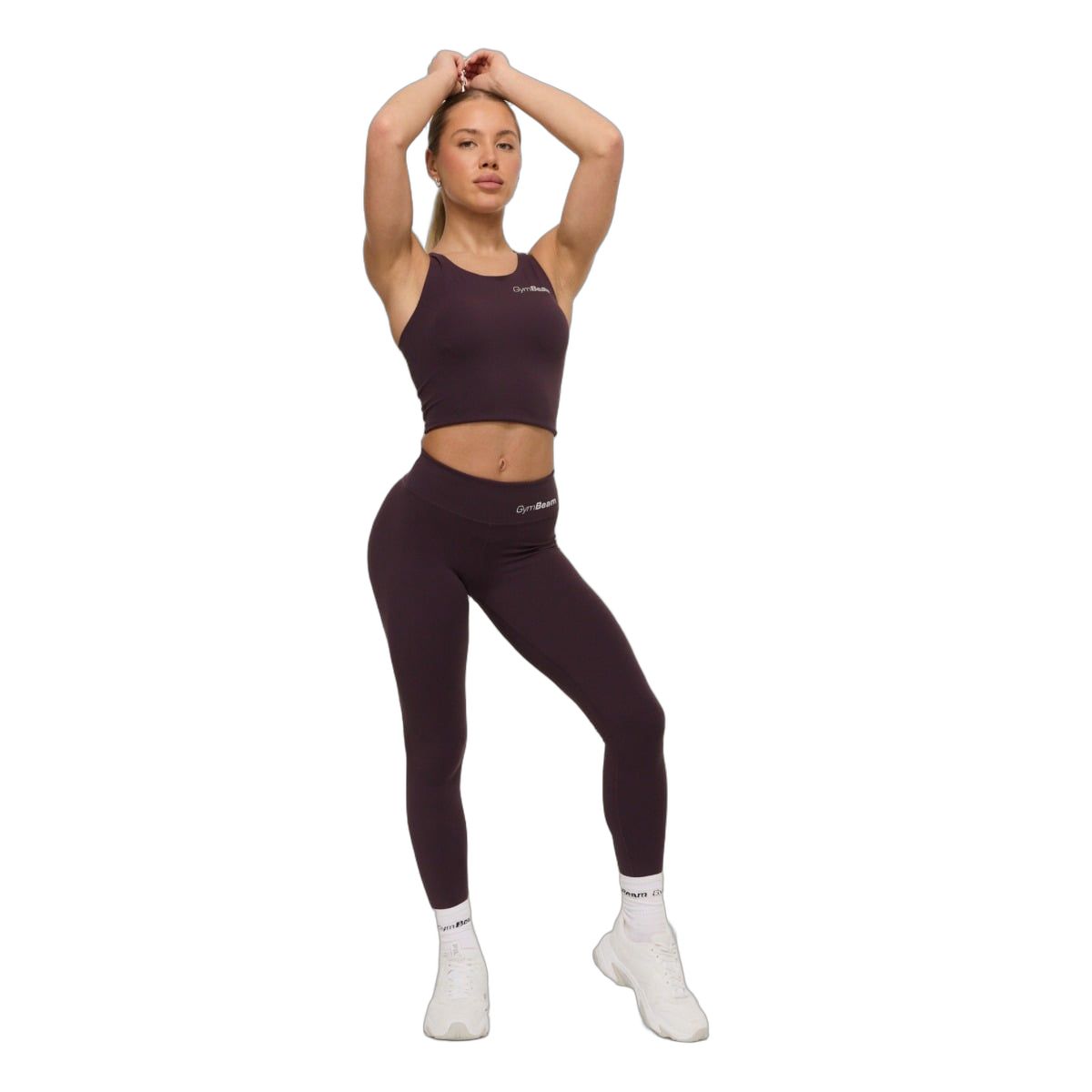 GymBeam Leggings Damen mit hoher Taille und verstärktem Bund BEAT Berrywood