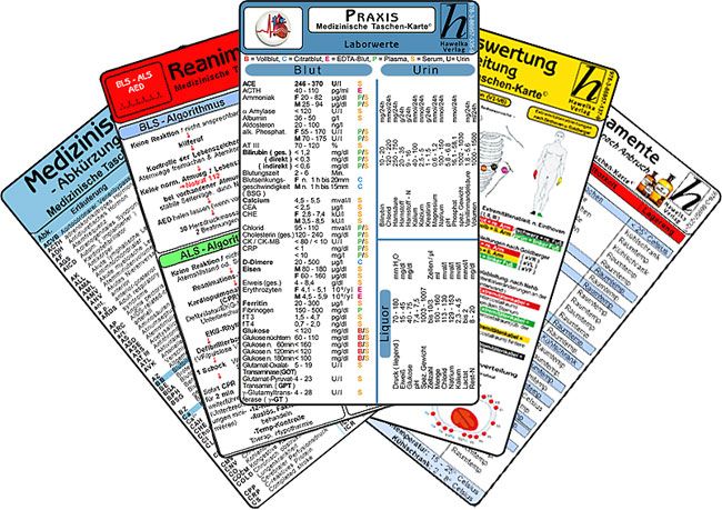 Arztpraxis Karten-Set - praktisches Set mit Laborwerten, Medikamenten-Haltbarkeit, Reanimation, EKG
