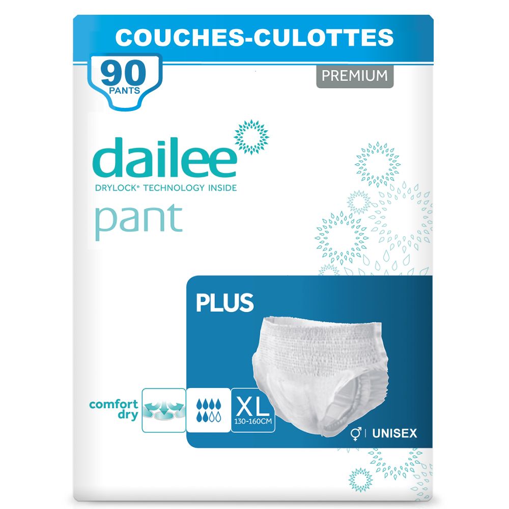 Dailee Pant Plus, couches-culottes pour adultes. XL, 130-160cm. 90 pièces. Unisexe.