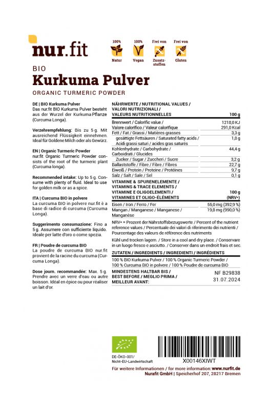 nur.fit BIO Kurkuma Pulver