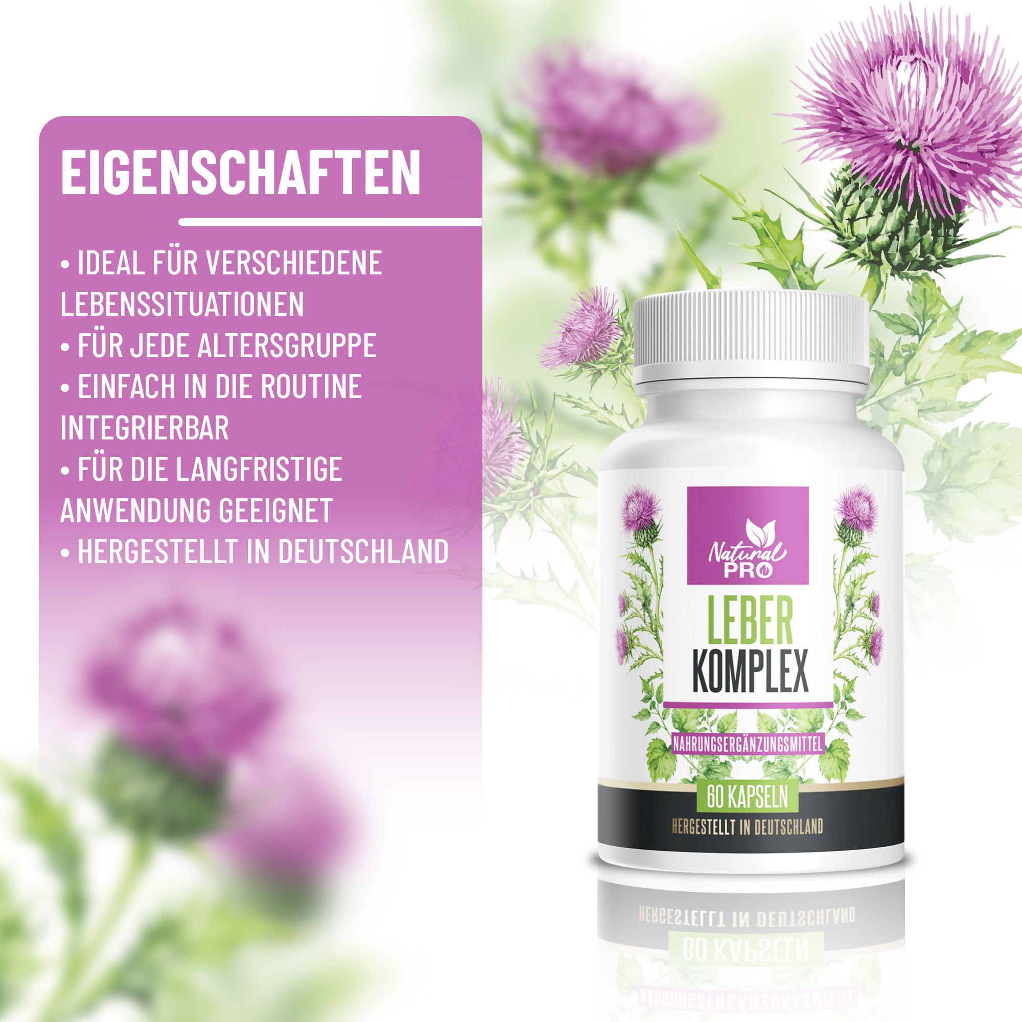 LEBER Komplex von Natural PRO | natürliche Leberkur Kapseln | HOCHDOSIERT