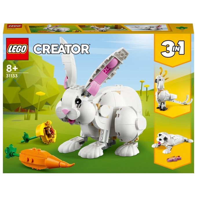 LEGO Creator 31133 Coniglio Bianco, Set 3in1, Costruzioni Animali Giocattolo Coniglietto, Foca e Pa