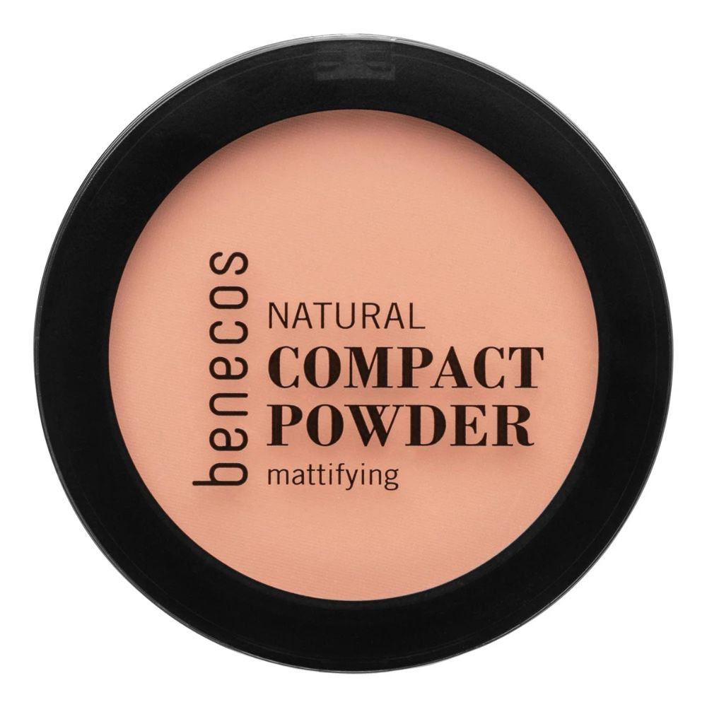 Benecos Natural Compact Powder mattierend in schwarzer Dose.