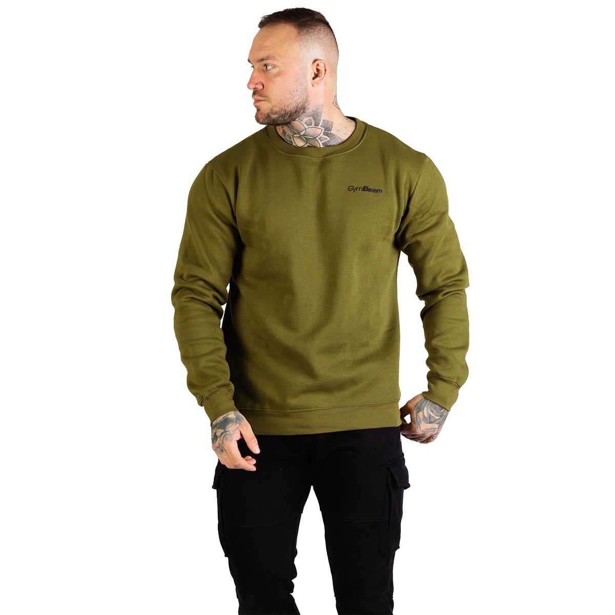 GymBeam Sweatshirt Herren regular ohne Kapuze in Militärgrün