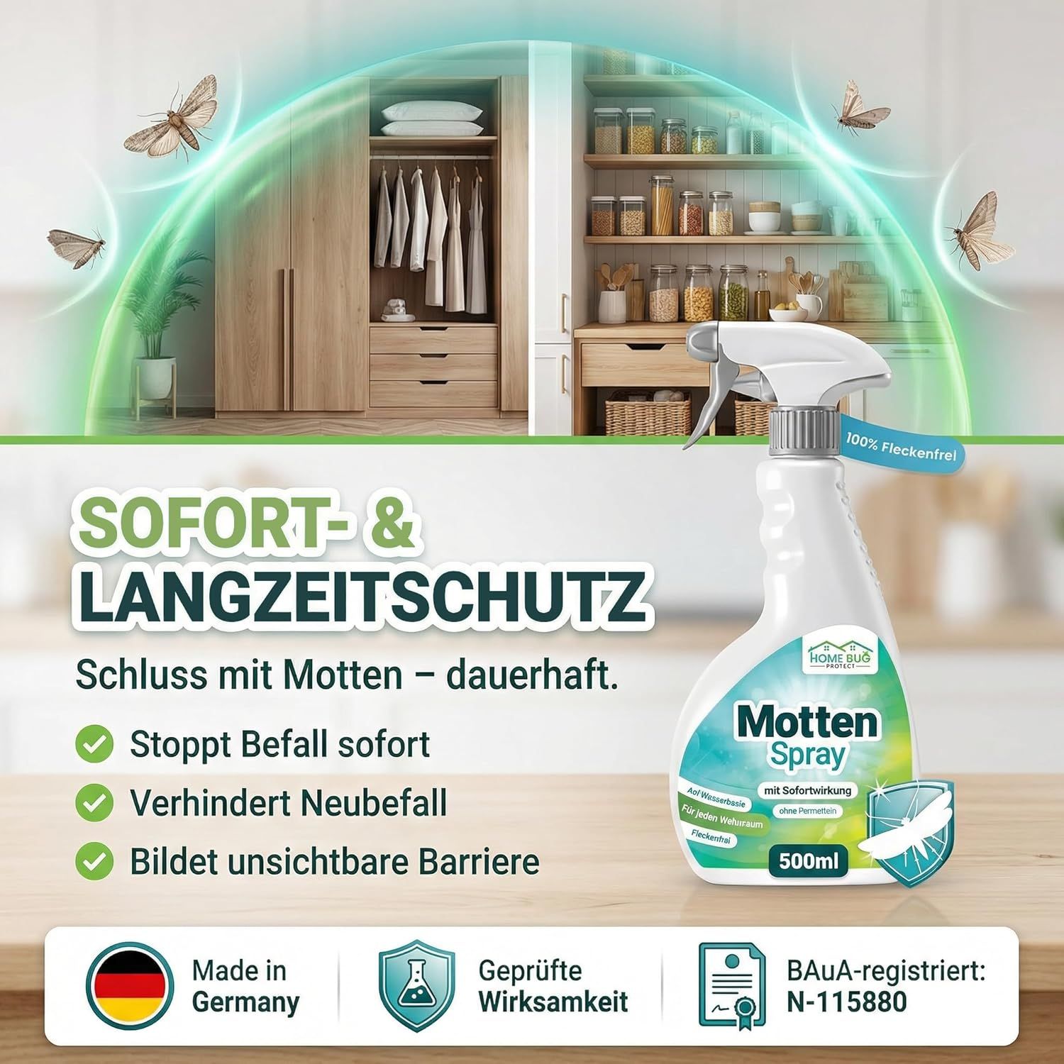 HomeBugProtect Motten Spray Gegen Kleidermotten